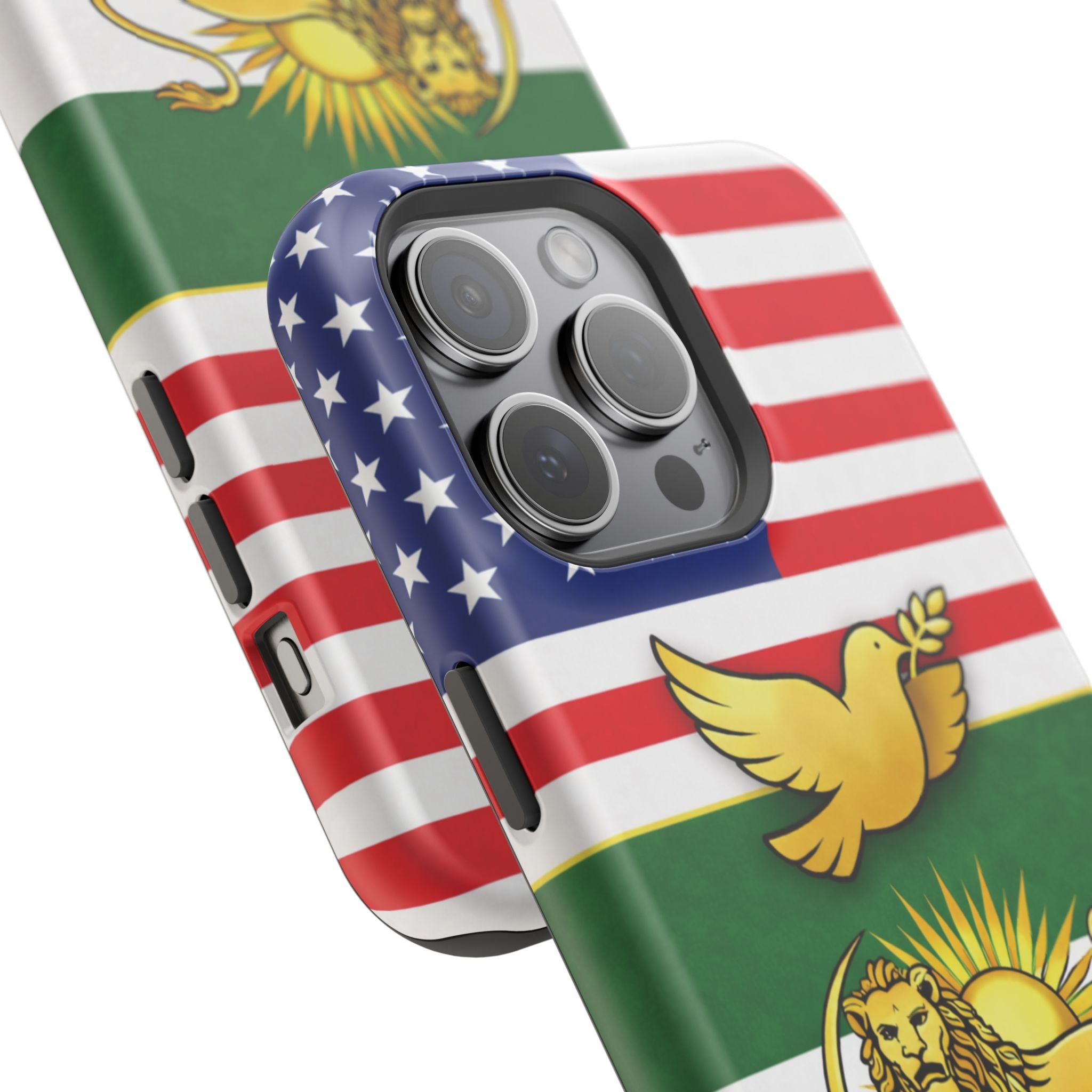 Persian Lion & Dove Magnetic Phone Case — Impact-Resistant iPhone Cover