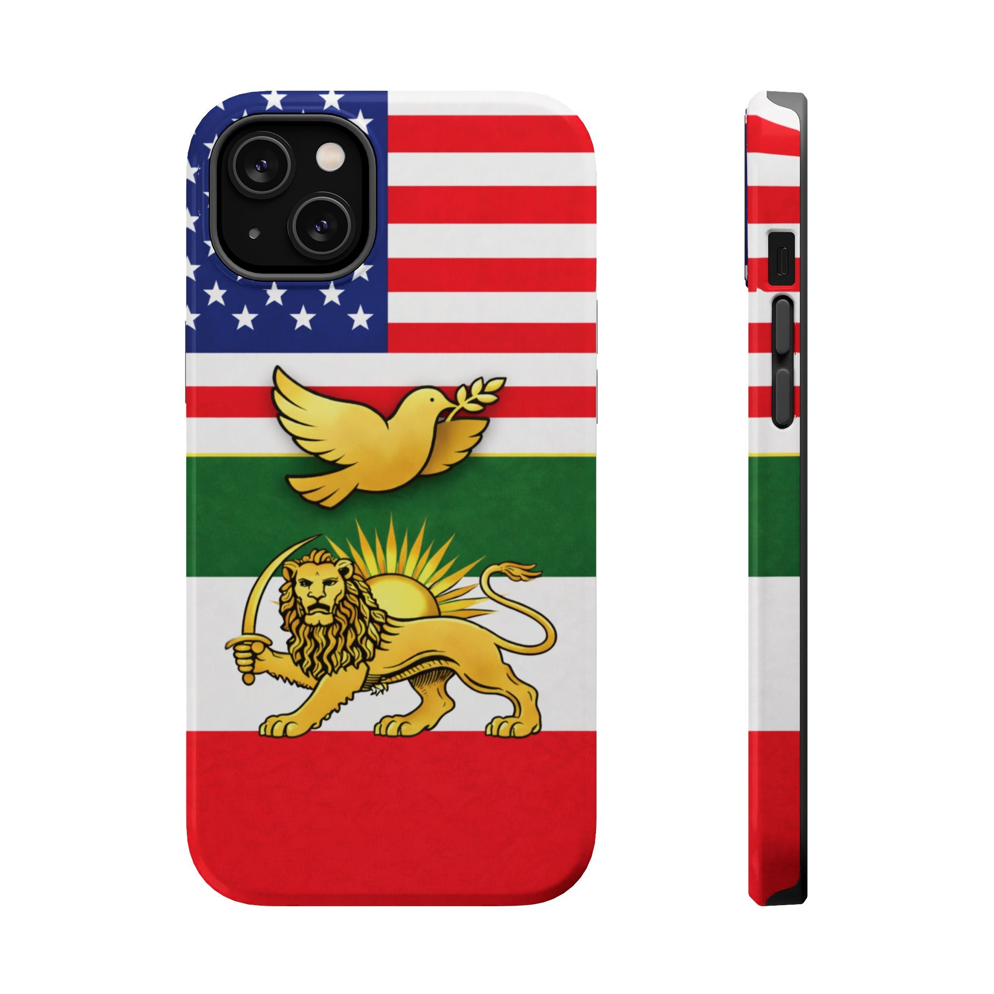 Persian Lion & Dove Magnetic Phone Case — Impact-Resistant iPhone Cover
