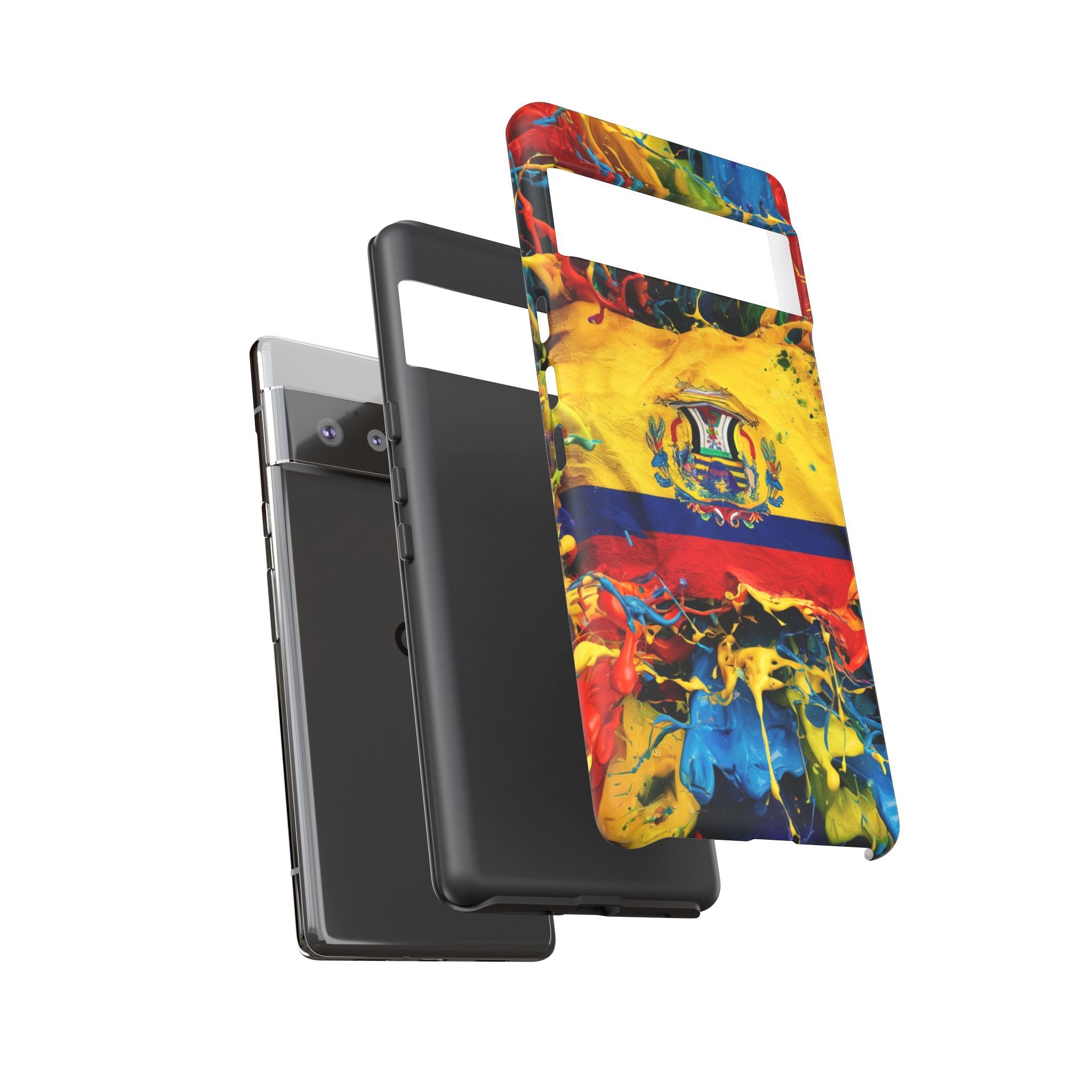 Phone Case, Ecuadorian Flag Paint Splash Design For Samsung And Google Pixel