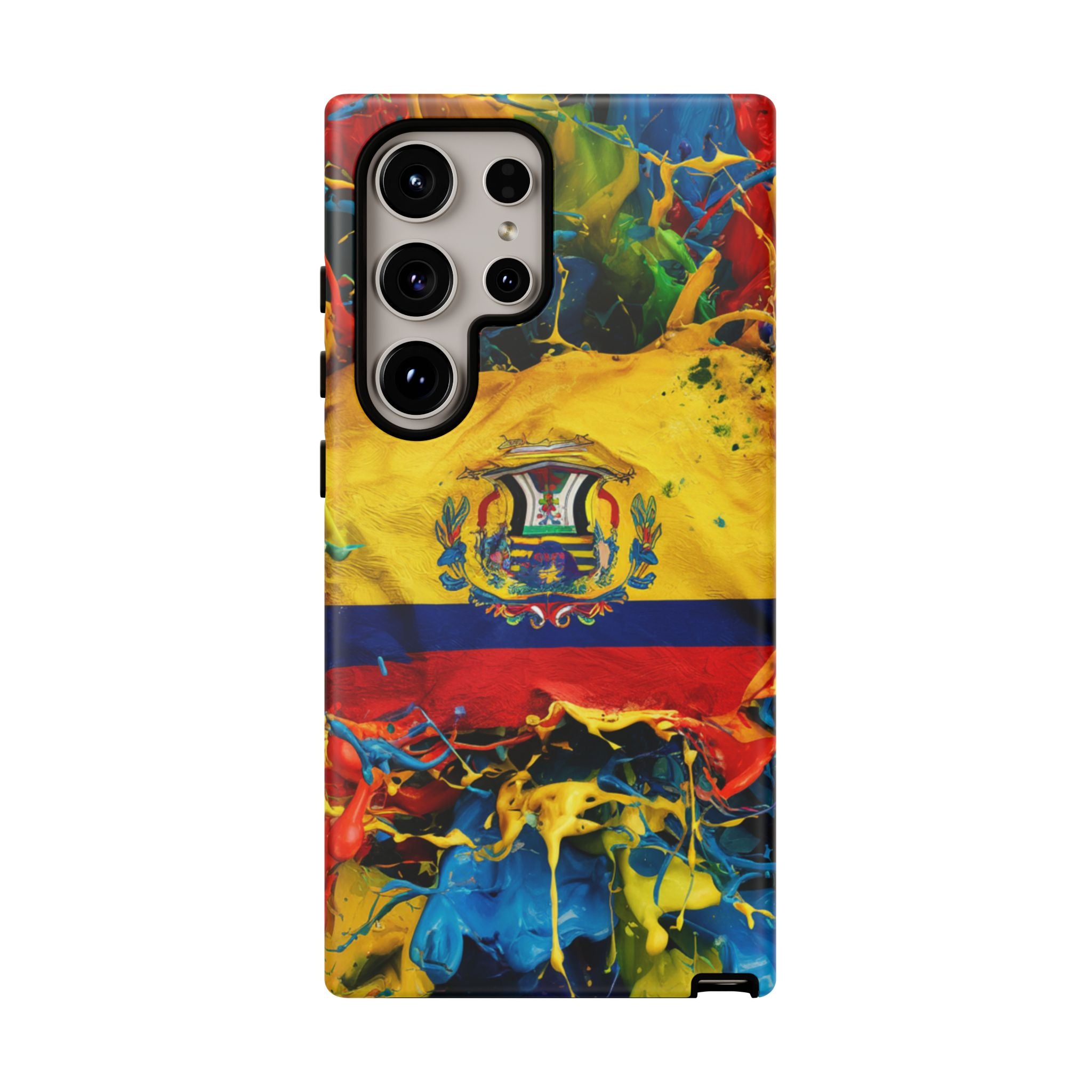Phone Case, Ecuadorian Flag Paint Splash Design For Samsung And Google Pixel