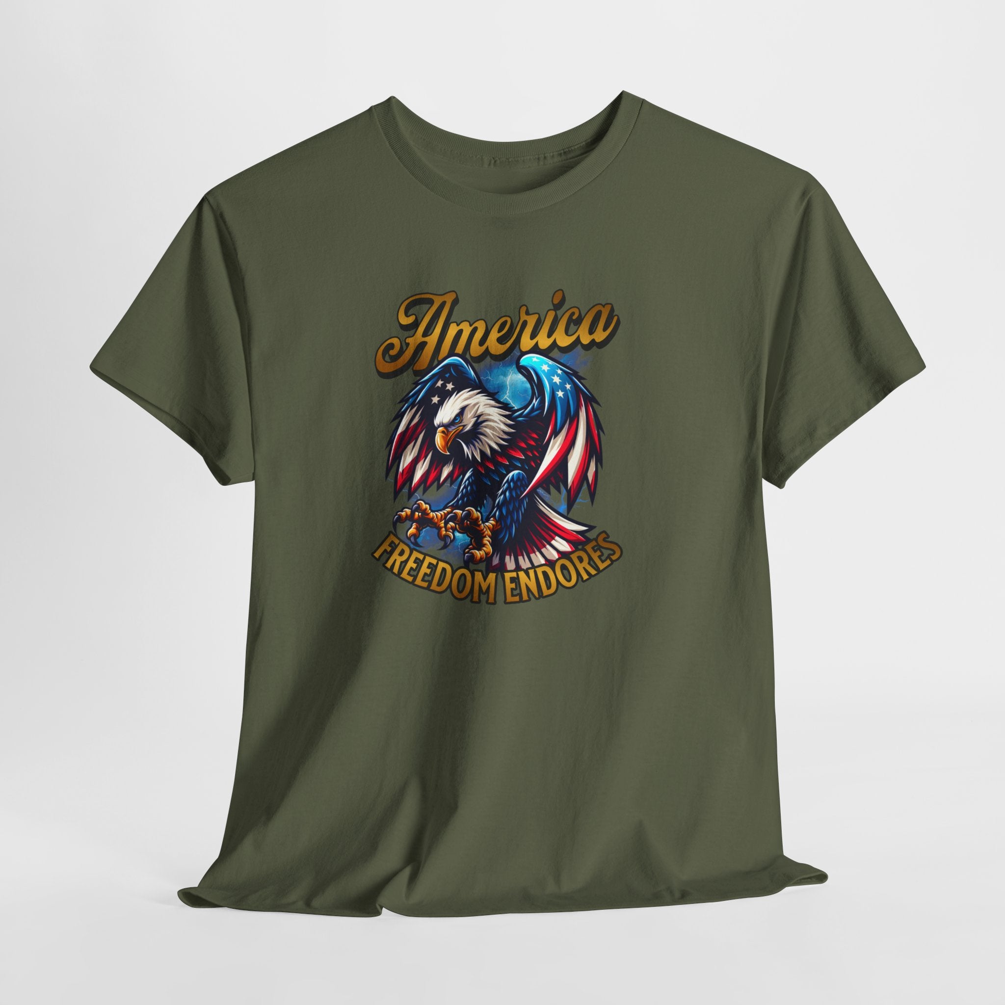 America Eagle T-Shirt - "Freedom Endures" Patriotic Bald Eagle Tee