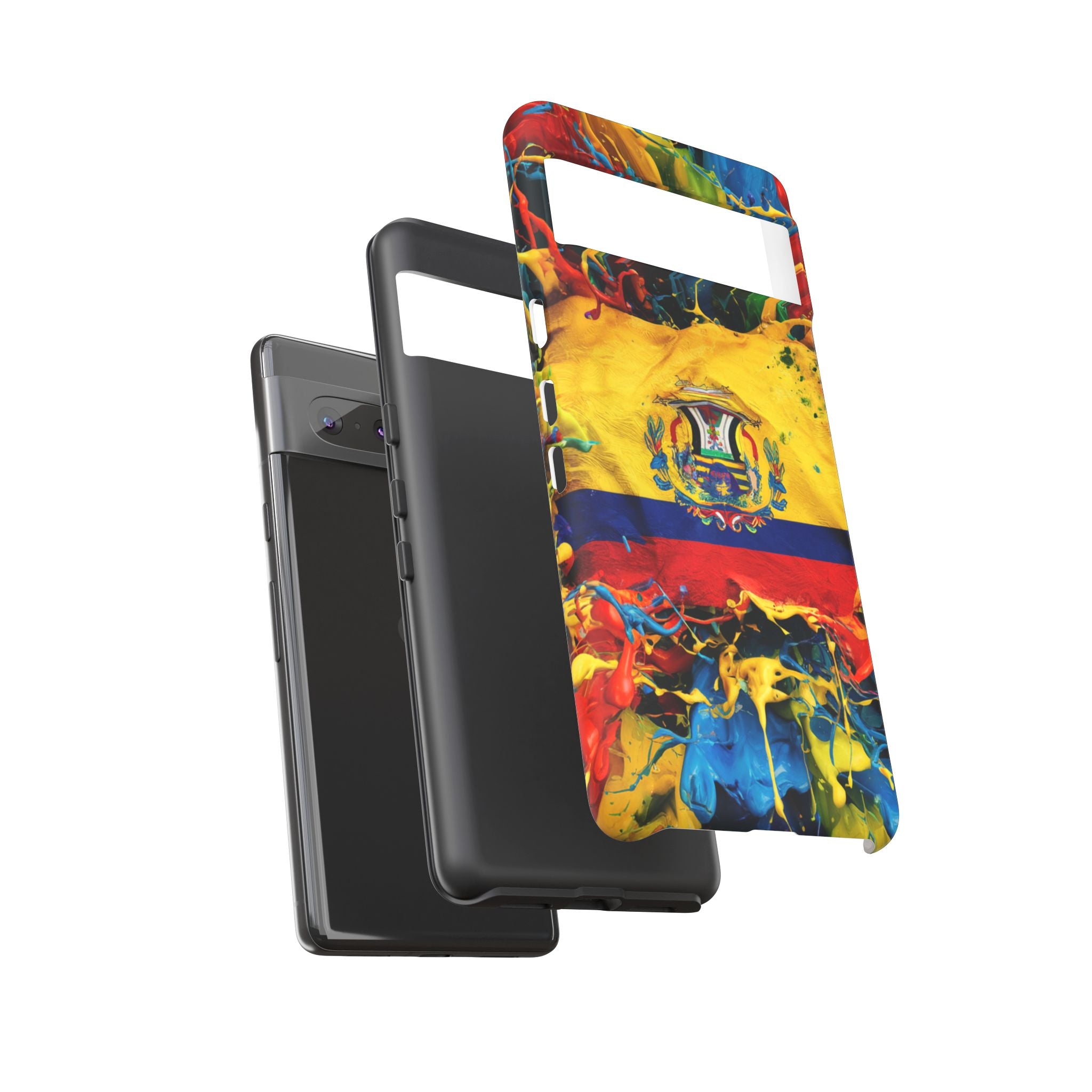 Phone Case, Ecuadorian Flag Paint Splash Design For Samsung And Google Pixel