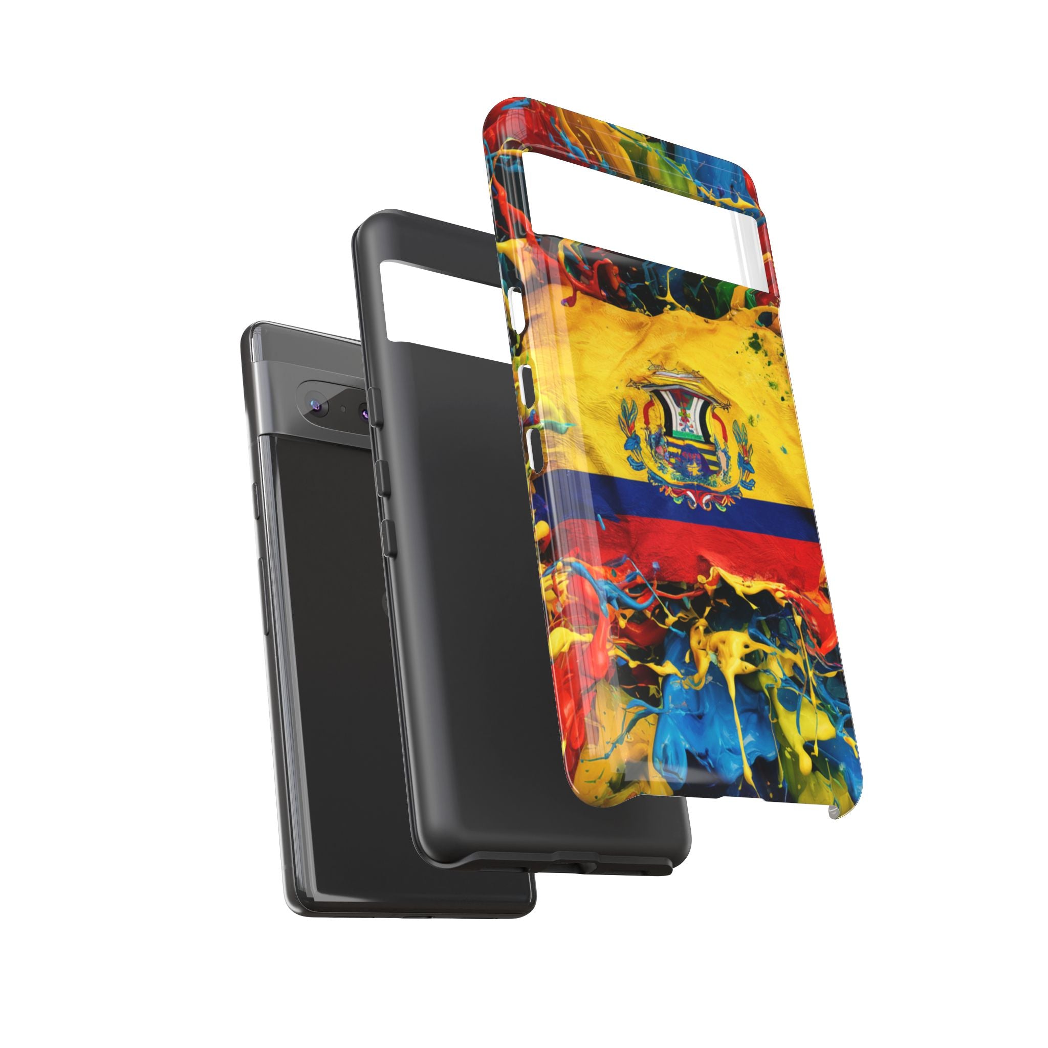 Phone Case, Ecuadorian Flag Paint Splash Design For Samsung And Google Pixel