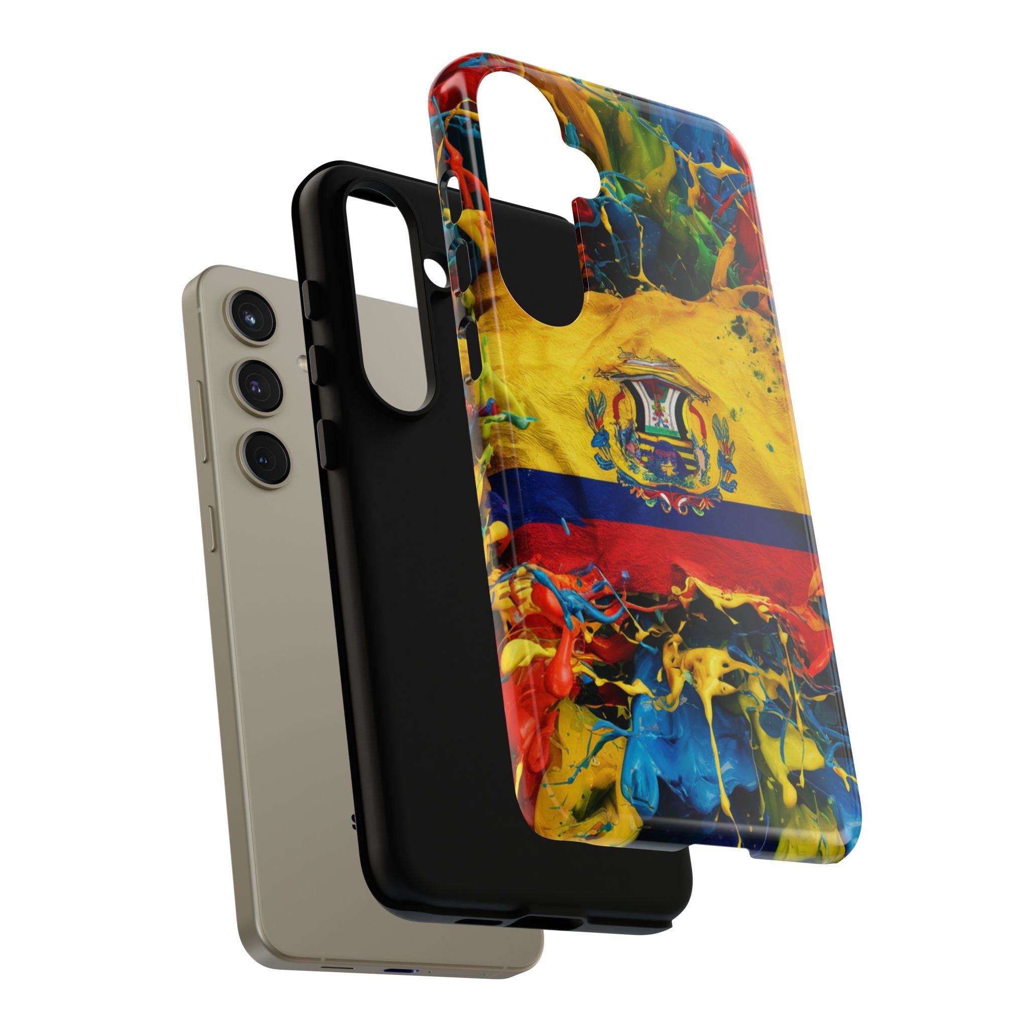 Phone Case, Ecuadorian Flag Paint Splash Design For Samsung And Google Pixel