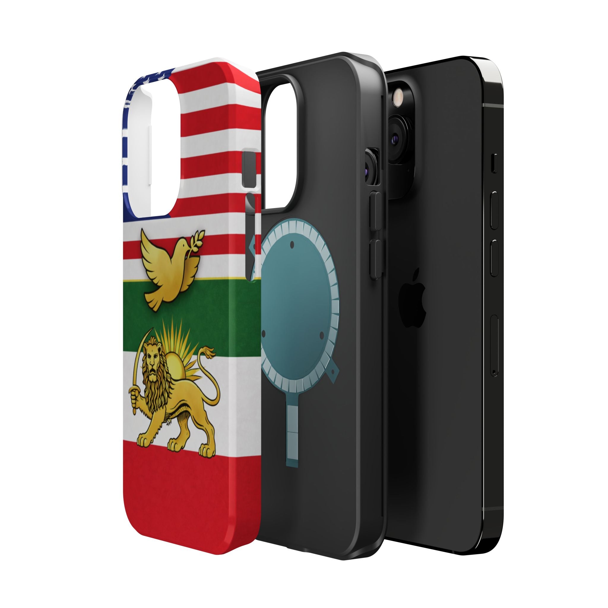 Persian Lion & Dove Magnetic Phone Case — Impact-Resistant iPhone Cover