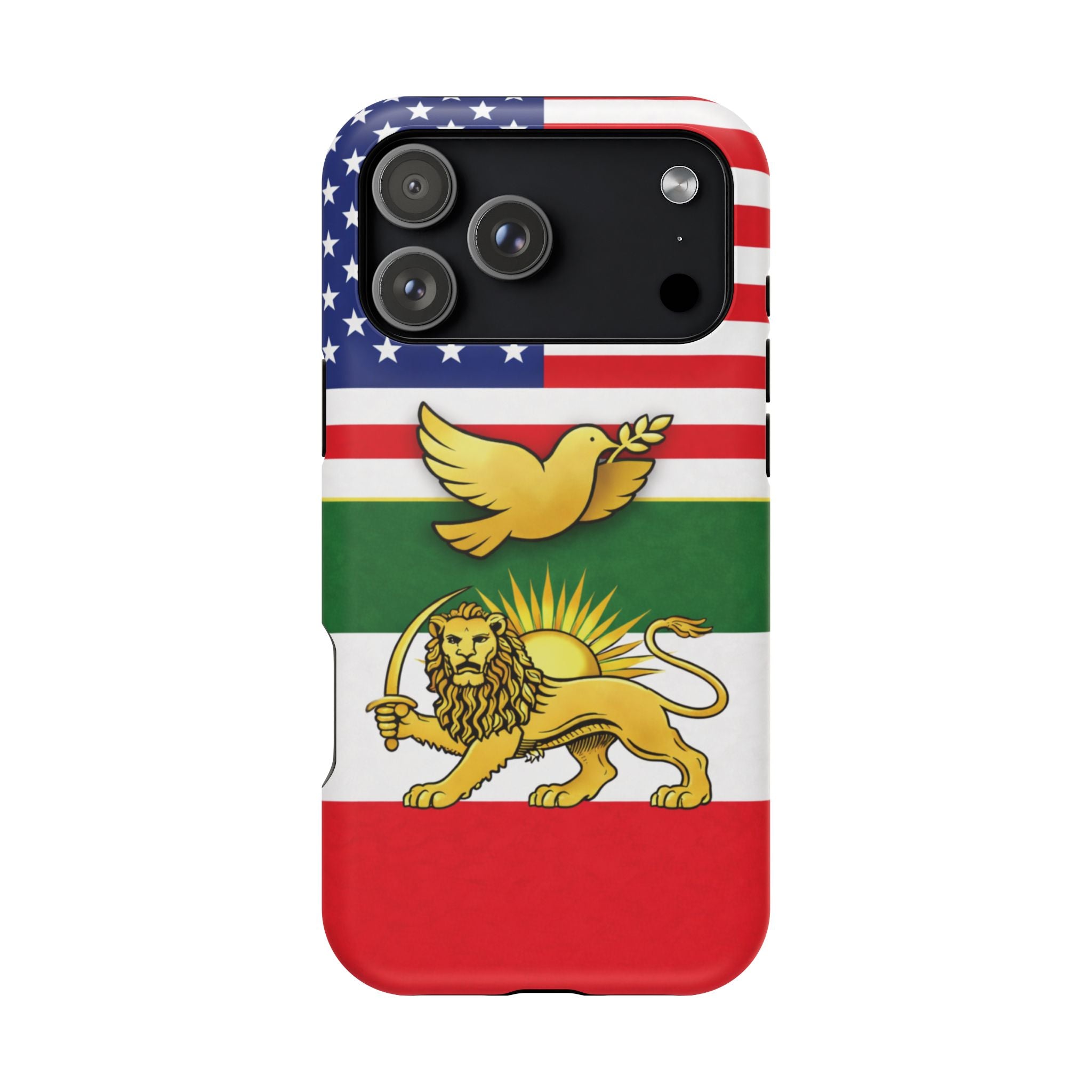 Persian Lion & Dove Magnetic Phone Case — Impact-Resistant iPhone Cover