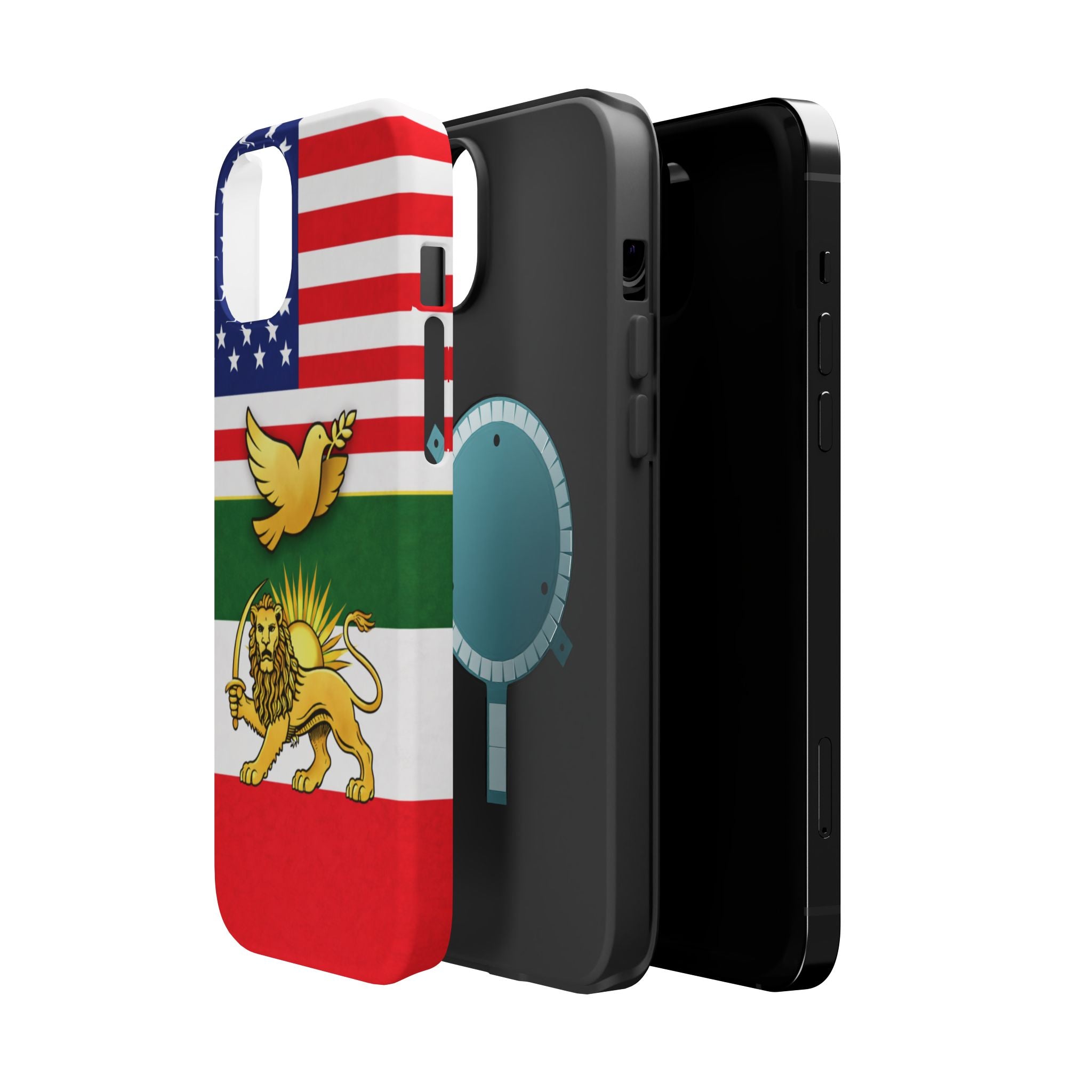 Persian Lion & Dove Magnetic Phone Case — Impact-Resistant iPhone Cover