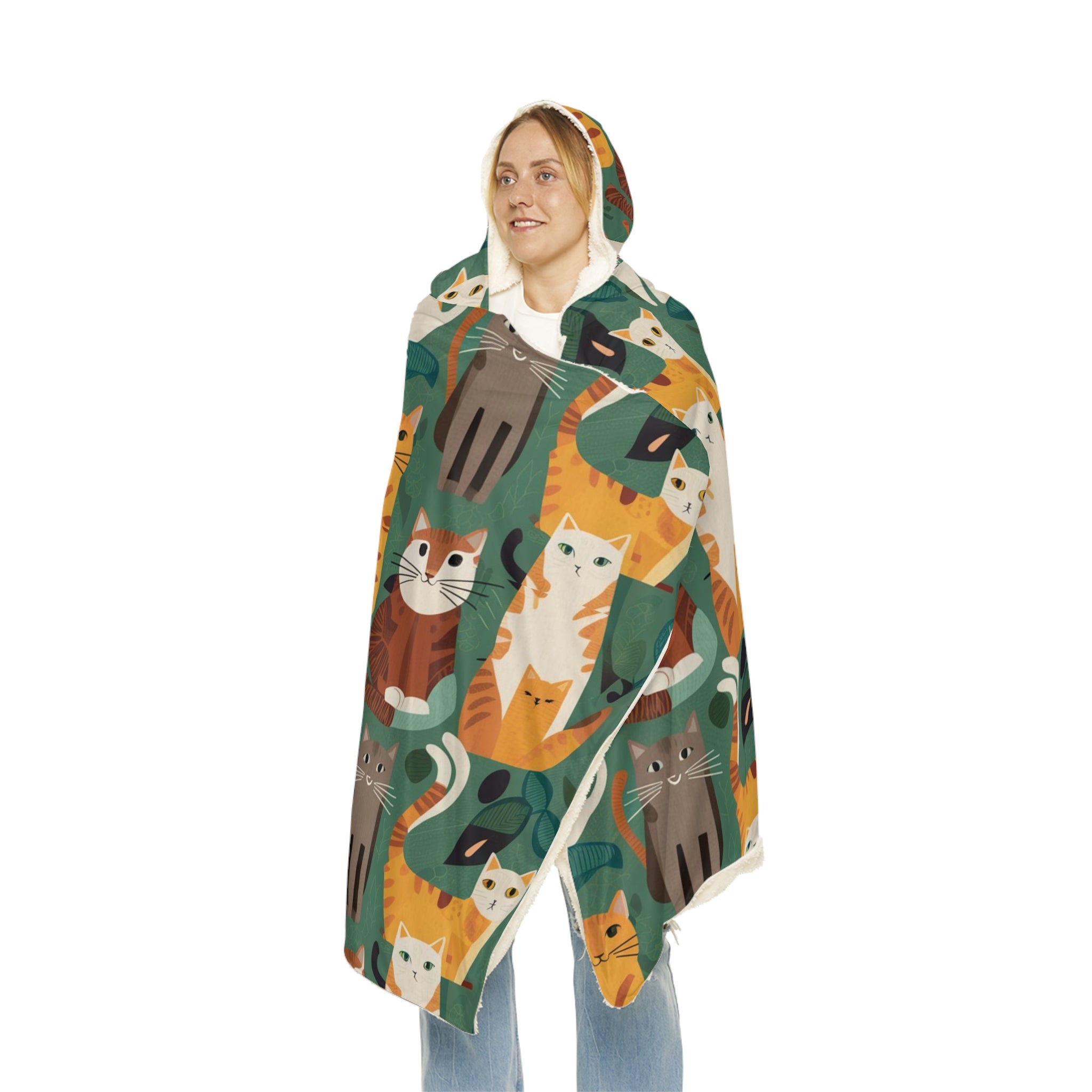 Hooded Snuggle Blanket Cat Themed