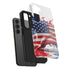 Samsung S21-24 Tough Phone Case - American Flag Paint Splash Design