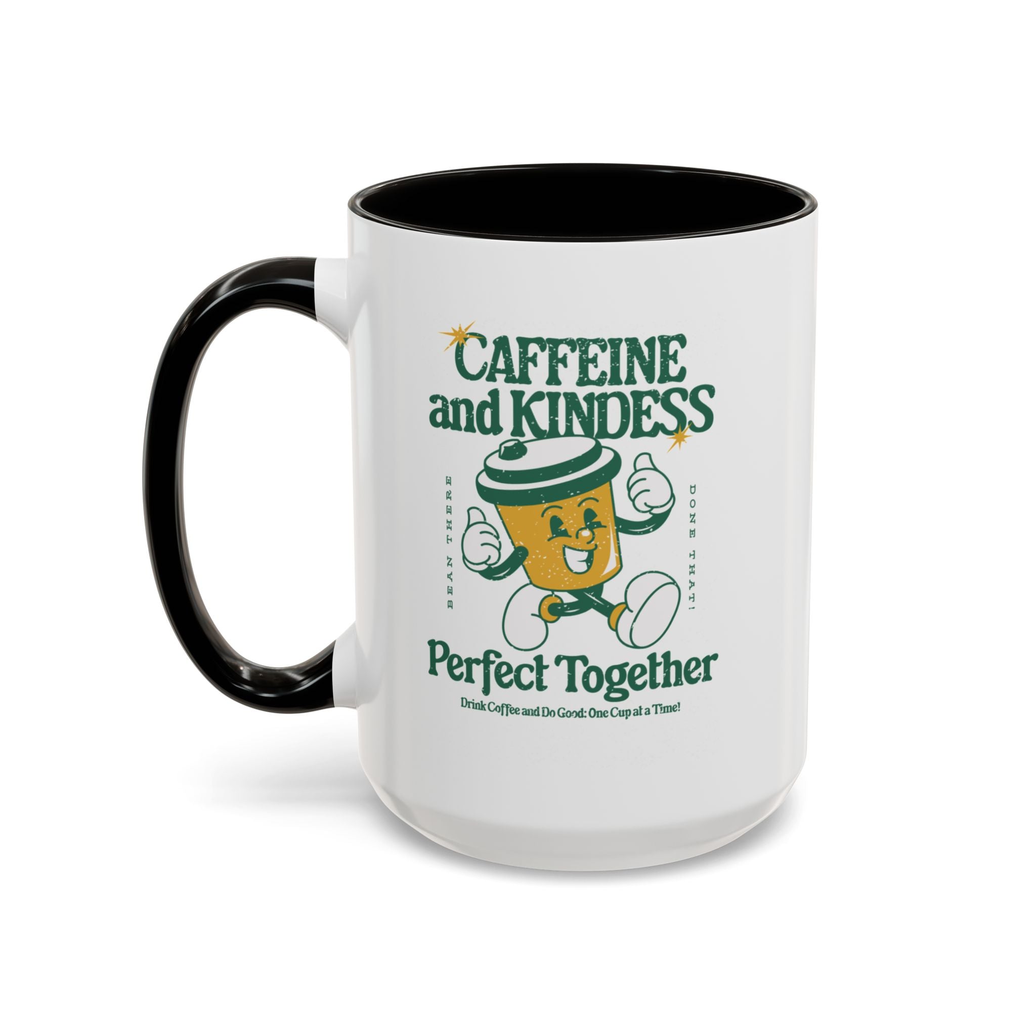 Caffeine and Kindness 15oz Coffee Mug — Colorful Ceramic Mug