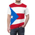 Wrap Around Puerto Rico Flag Tee — Bold Red & White Stripes with Blue Triangle Star