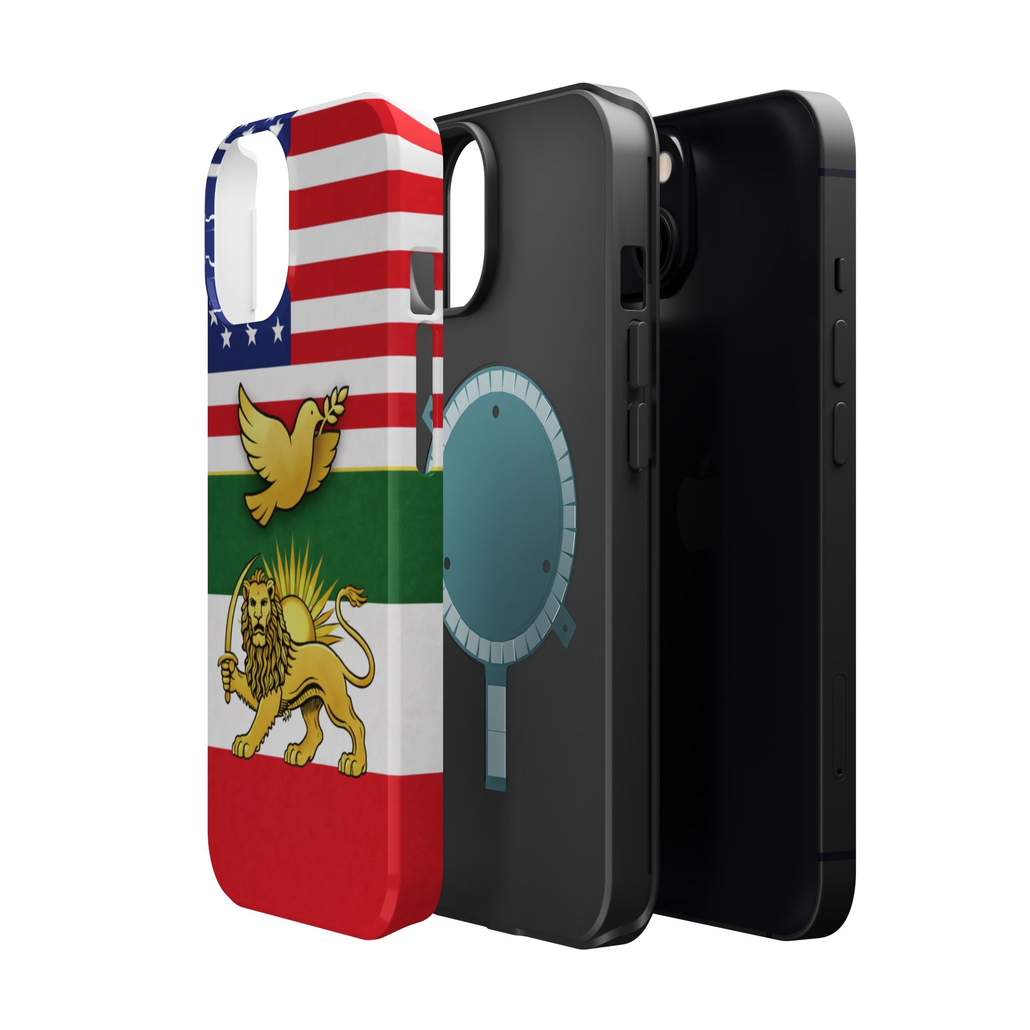 Persian Lion & Dove Magnetic Phone Case — Impact-Resistant iPhone Cover
