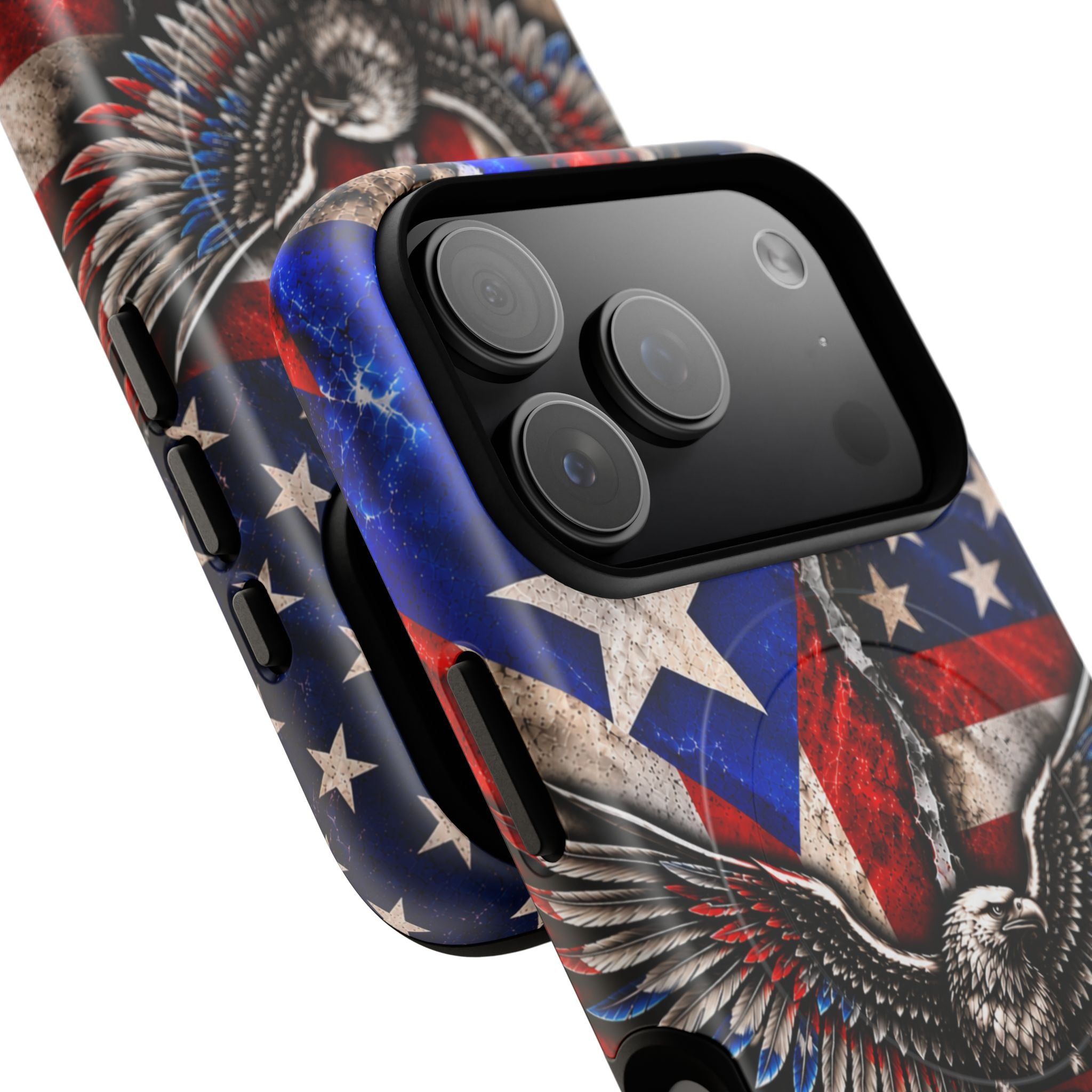 Puerto Rico Eagle Tough Magnetic Phone Case — Patriotic USA & PR Flag Design