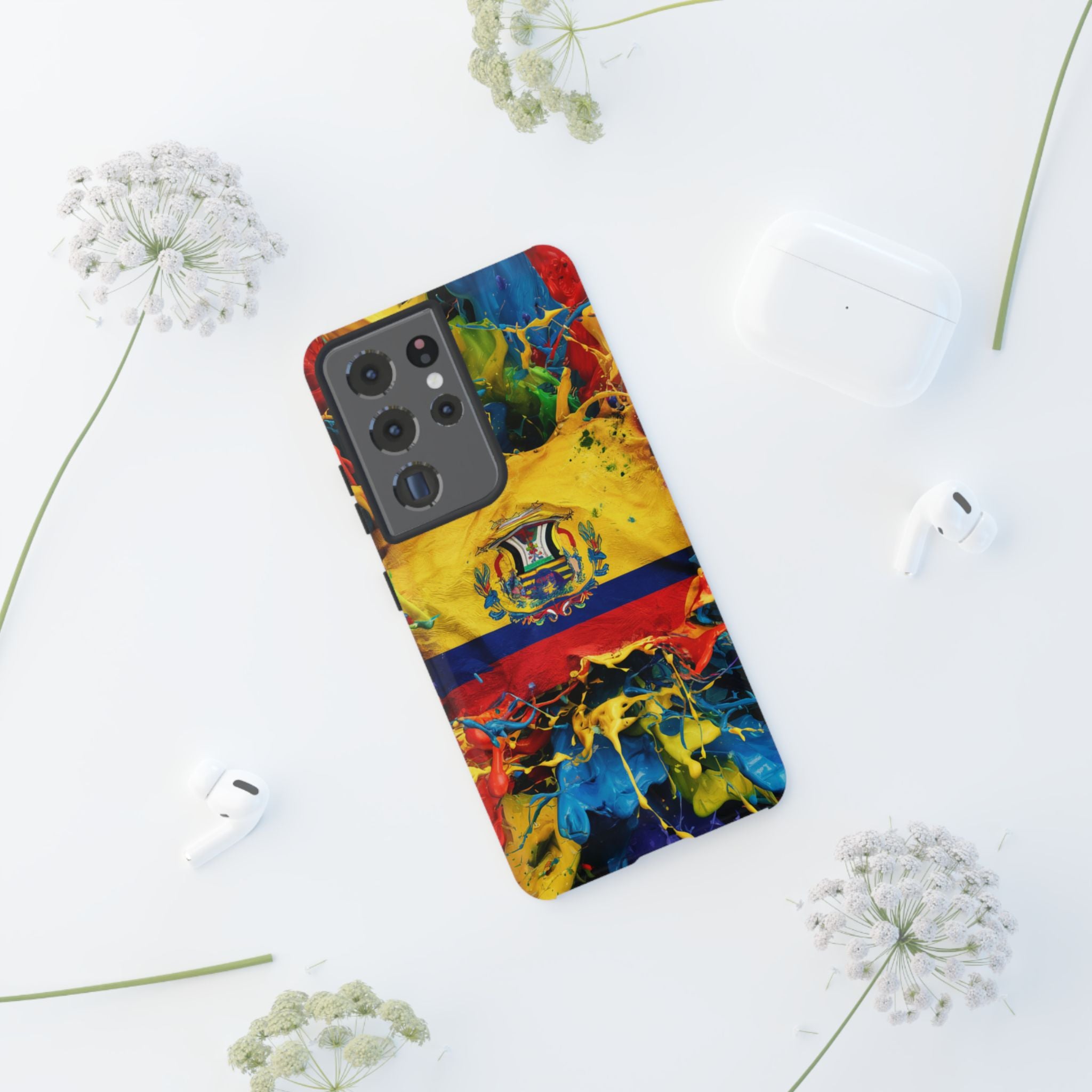 Phone Case, Ecuadorian Flag Paint Splash Design For Samsung And Google Pixel
