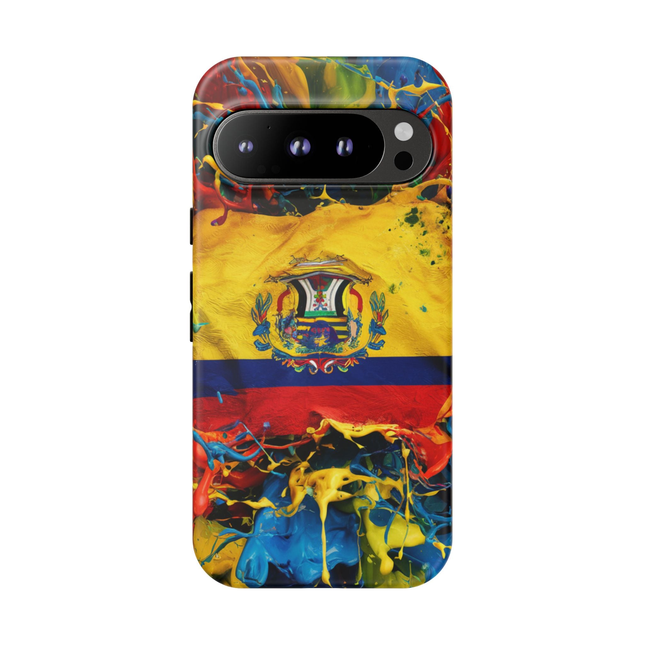 Phone Case, Ecuadorian Flag Paint Splash Design For Samsung And Google Pixel