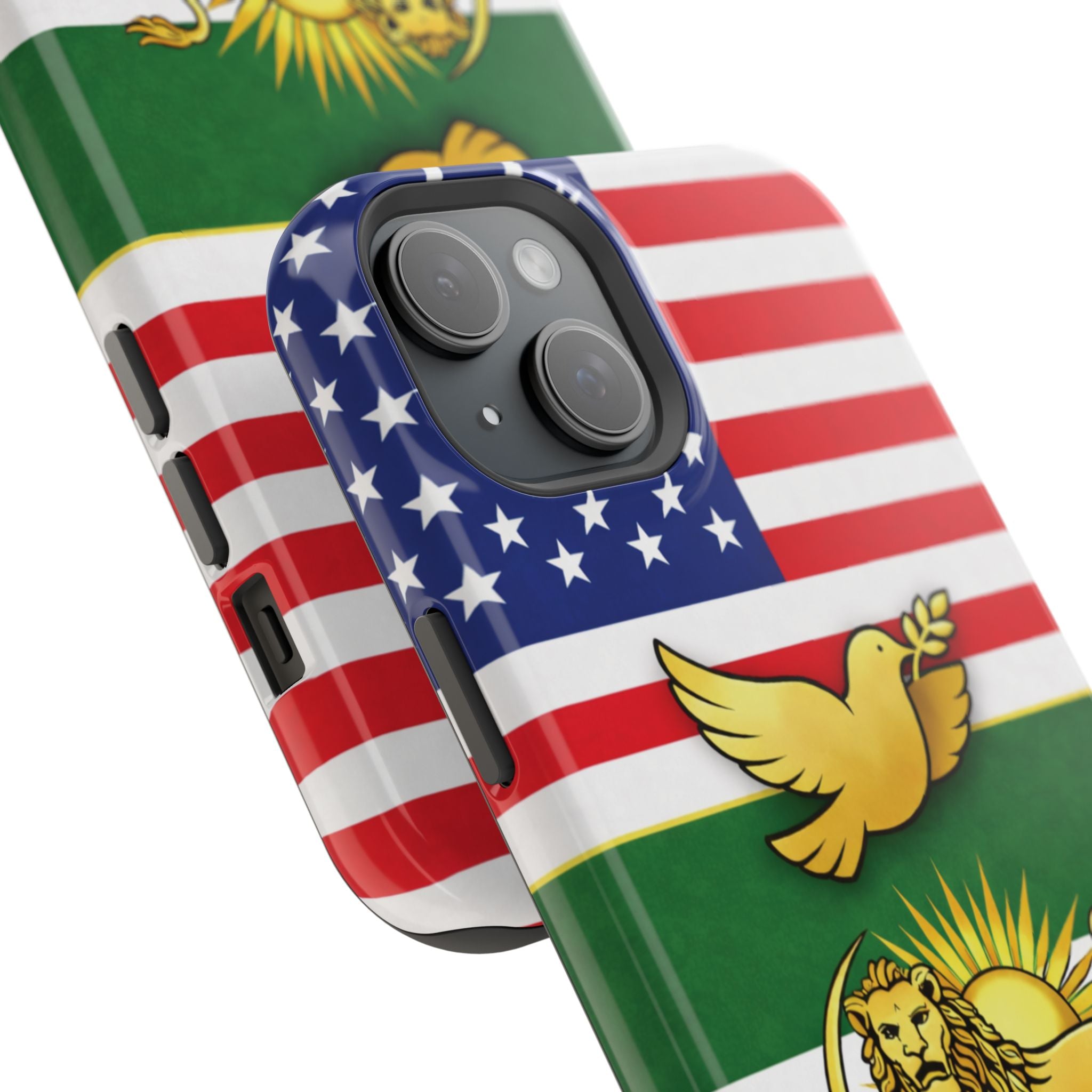 Persian Lion & Dove Magnetic Phone Case — Impact-Resistant iPhone Cover