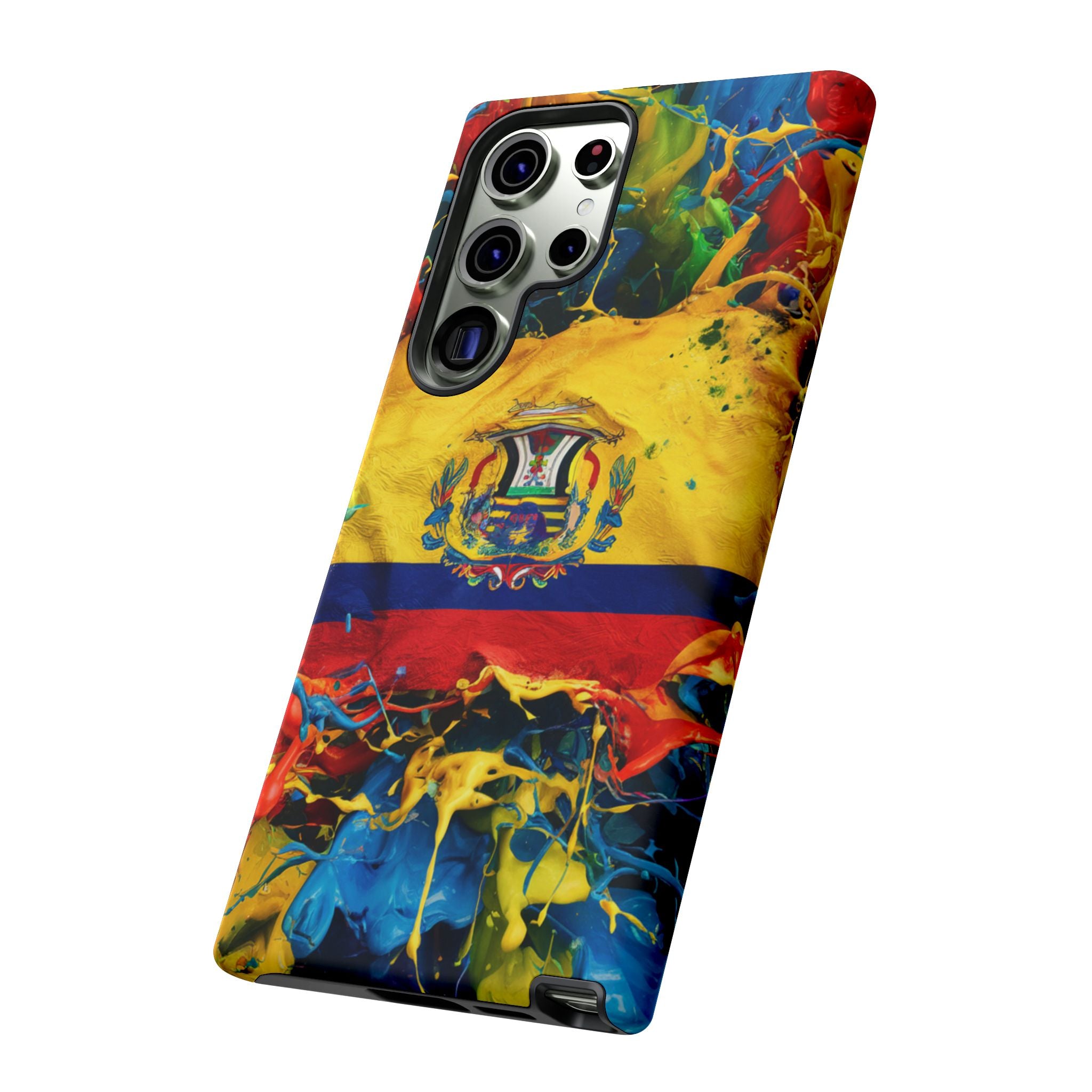 Phone Case, Ecuadorian Flag Paint Splash Design For Samsung And Google Pixel