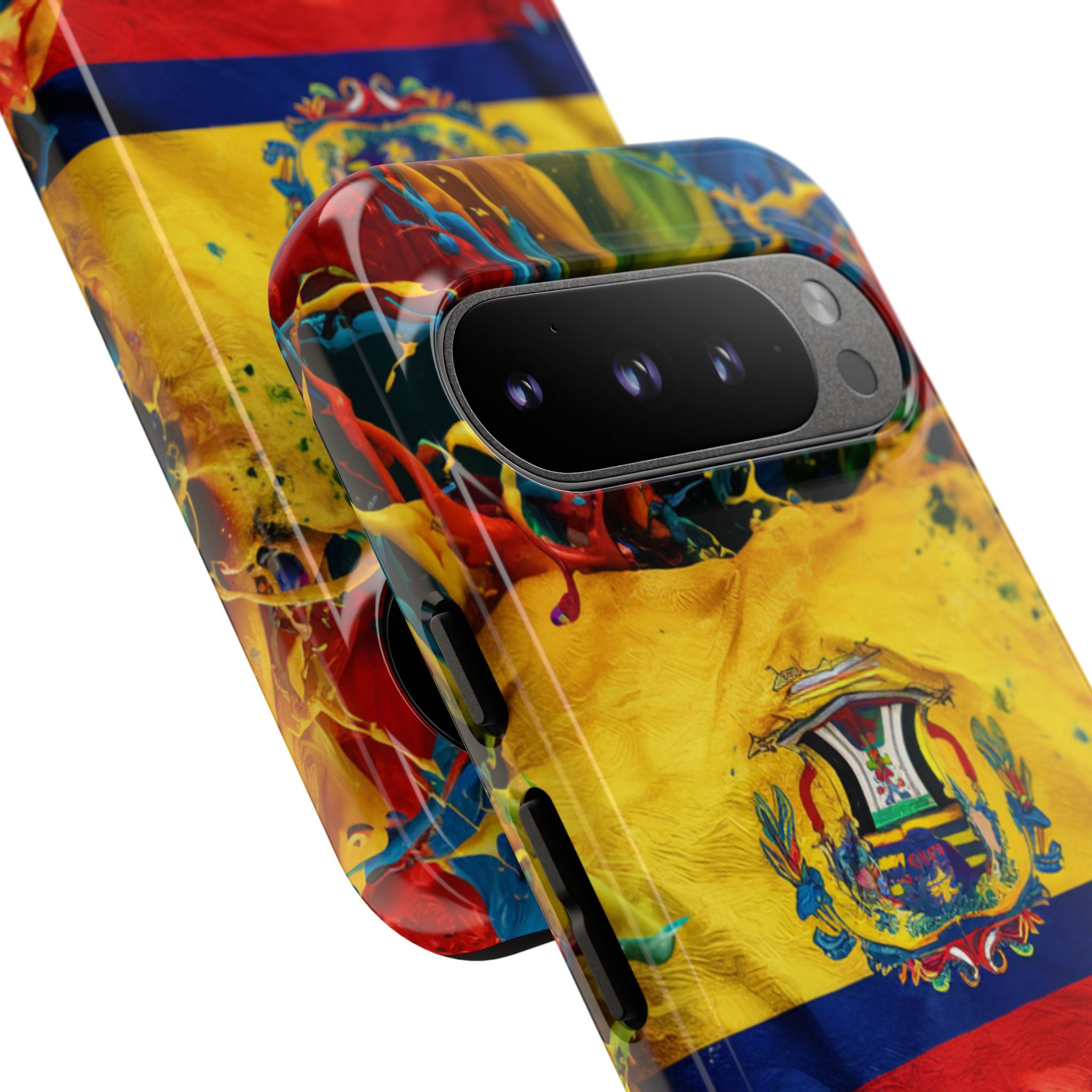 Phone Case, Ecuadorian Flag Paint Splash Design For Samsung And Google Pixel