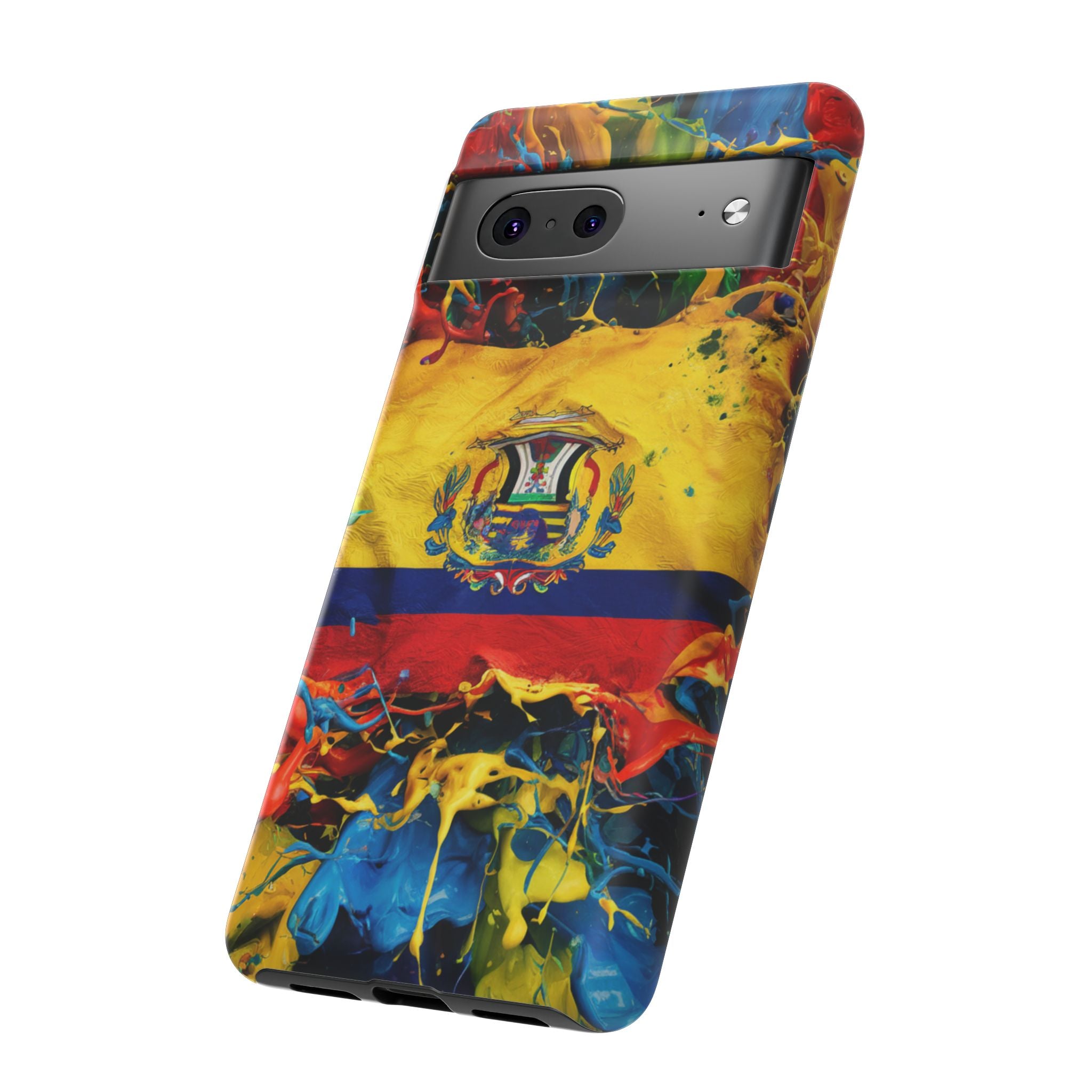 Phone Case, Ecuadorian Flag Paint Splash Design For Samsung And Google Pixel