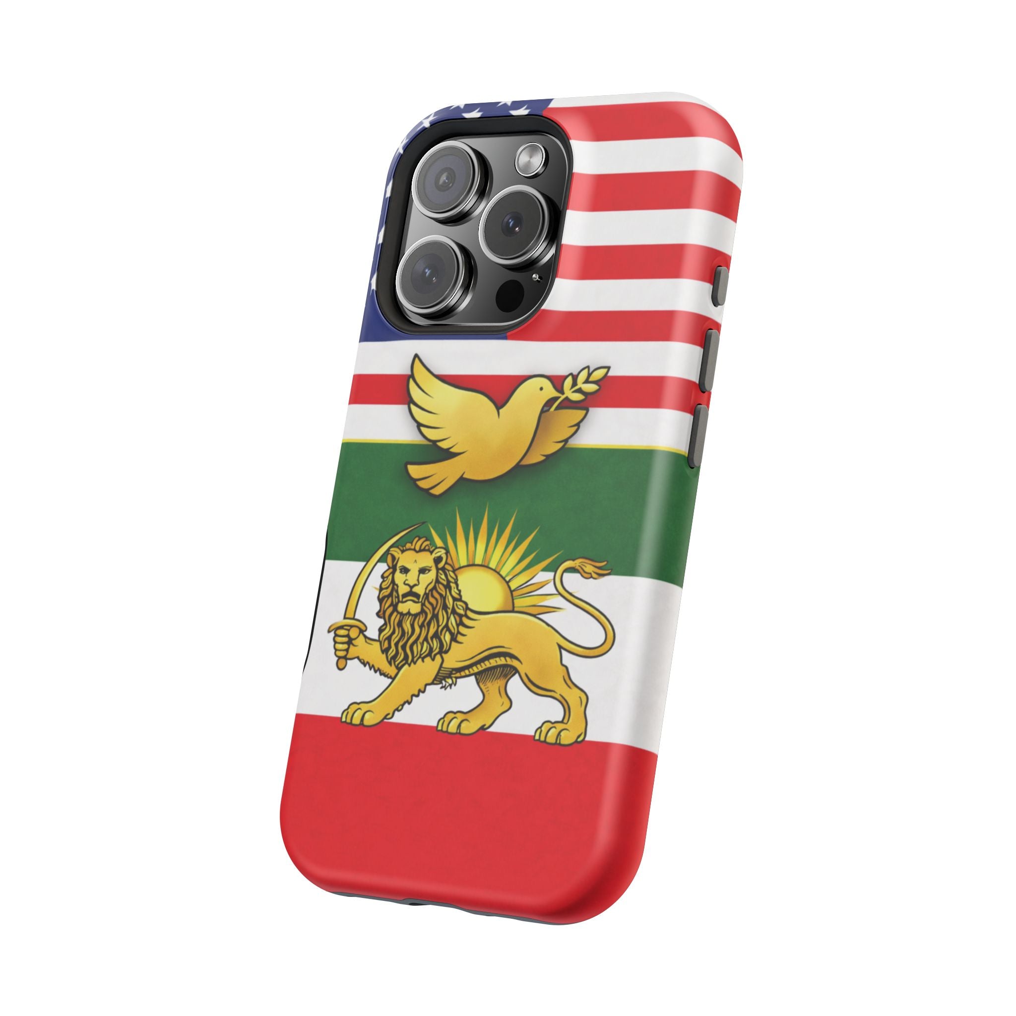 Persian Lion & Dove Magnetic Phone Case — Impact-Resistant iPhone Cover