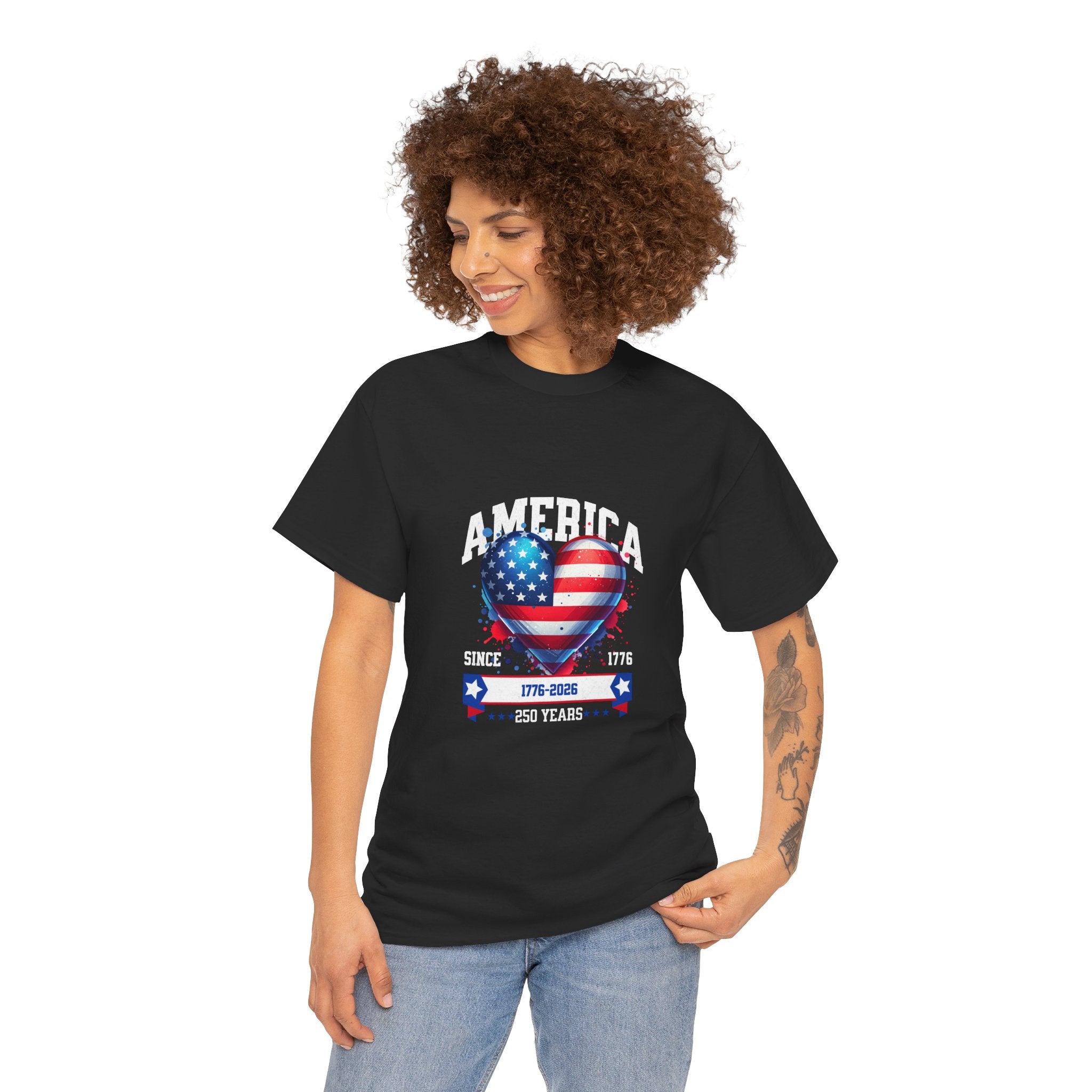 Americas 250th Heart Flag T-Shirt — Patriotic 250th Anniversary Tee