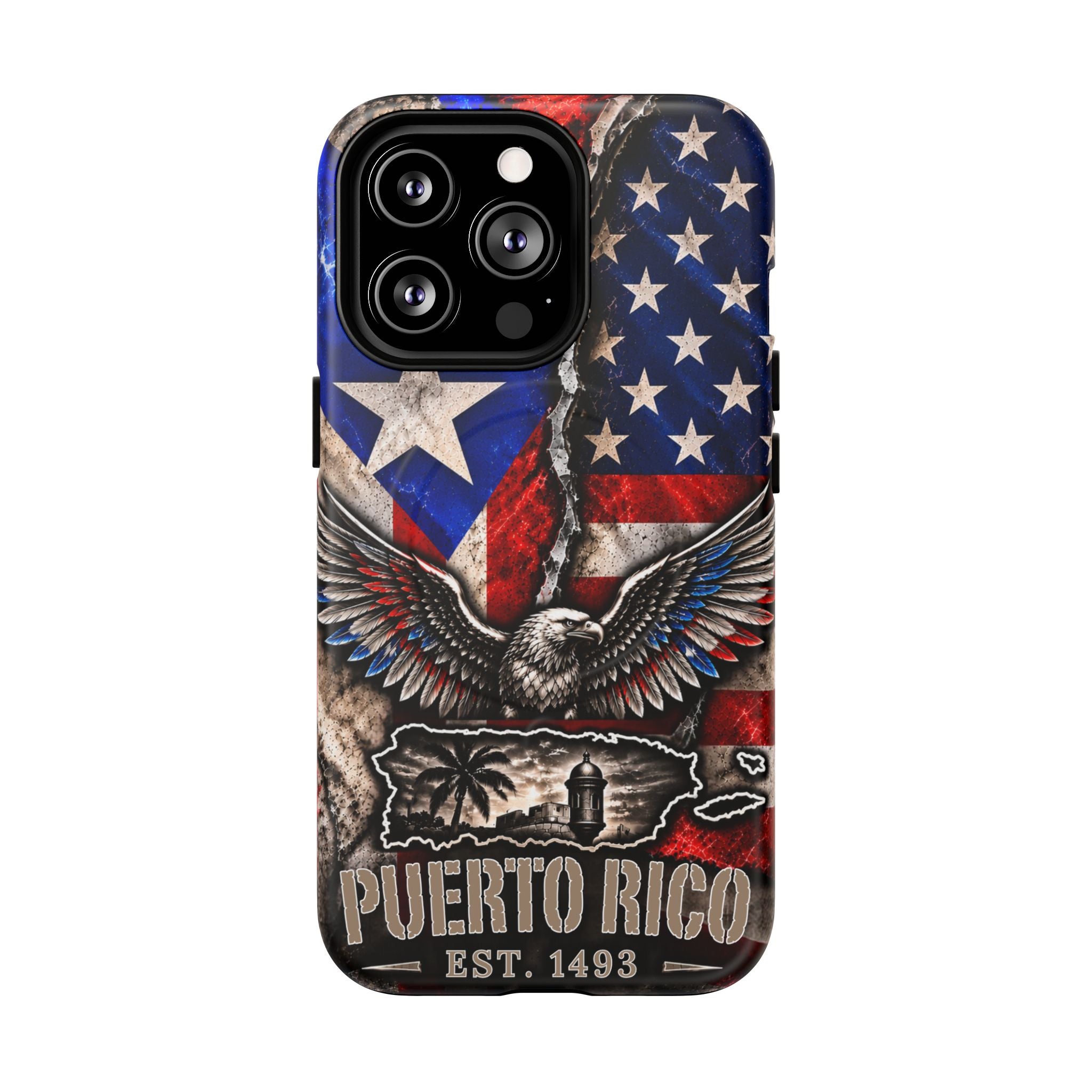 Puerto Rico Eagle Tough Magnetic Phone Case — Patriotic USA & PR Flag Design