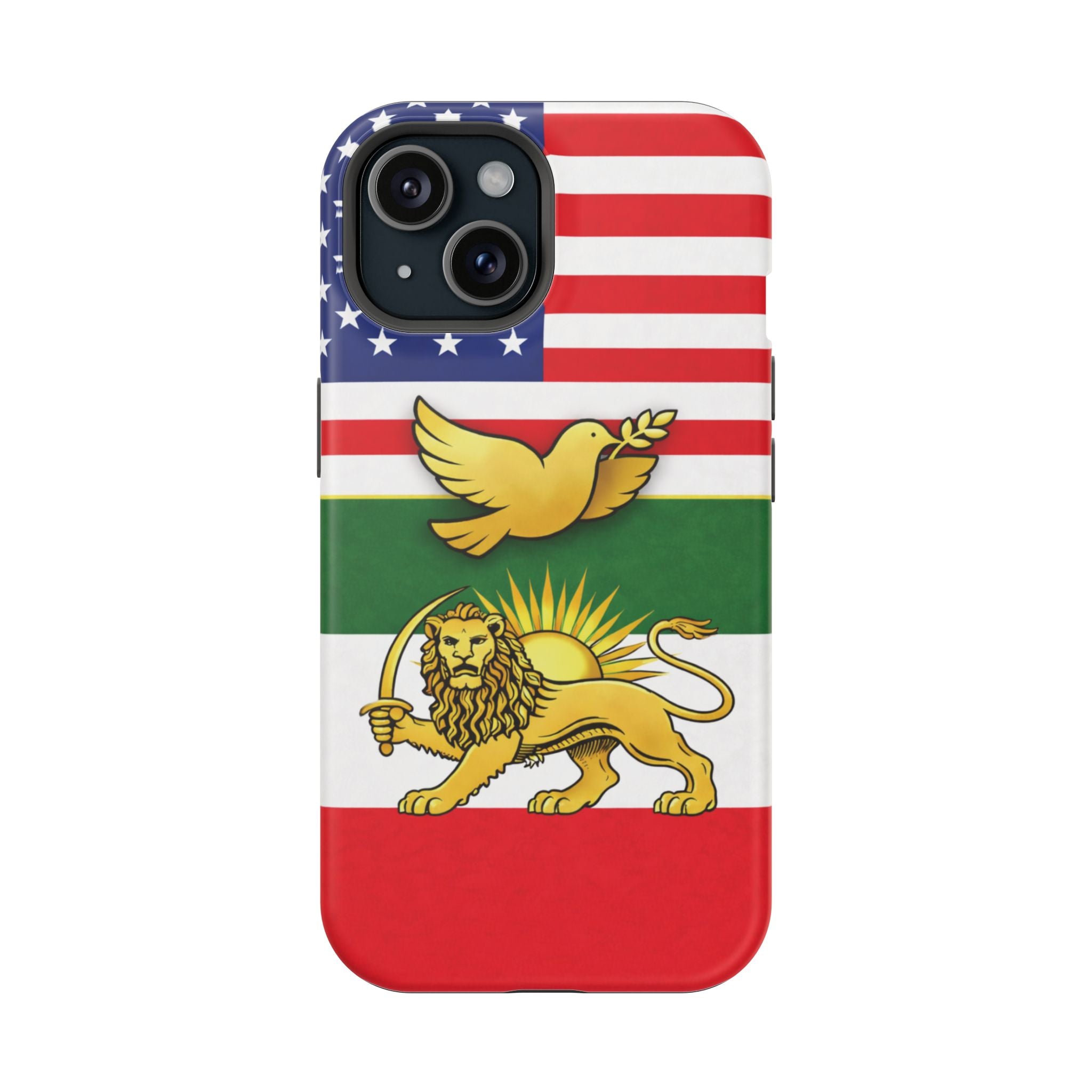 Persian Lion & Dove Magnetic Phone Case — Impact-Resistant iPhone Cover