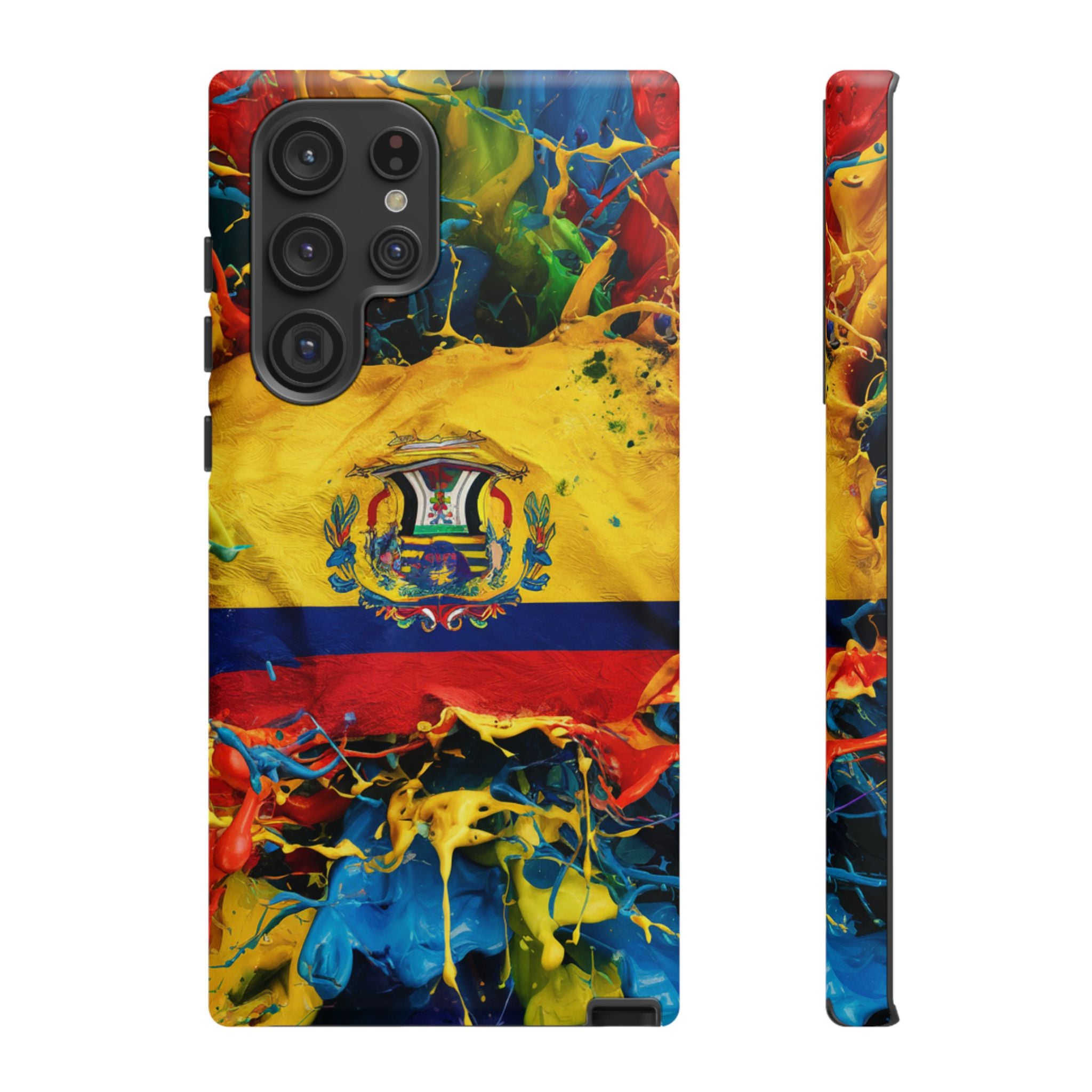 Phone Case, Ecuadorian Flag Paint Splash Design For Samsung And Google Pixel