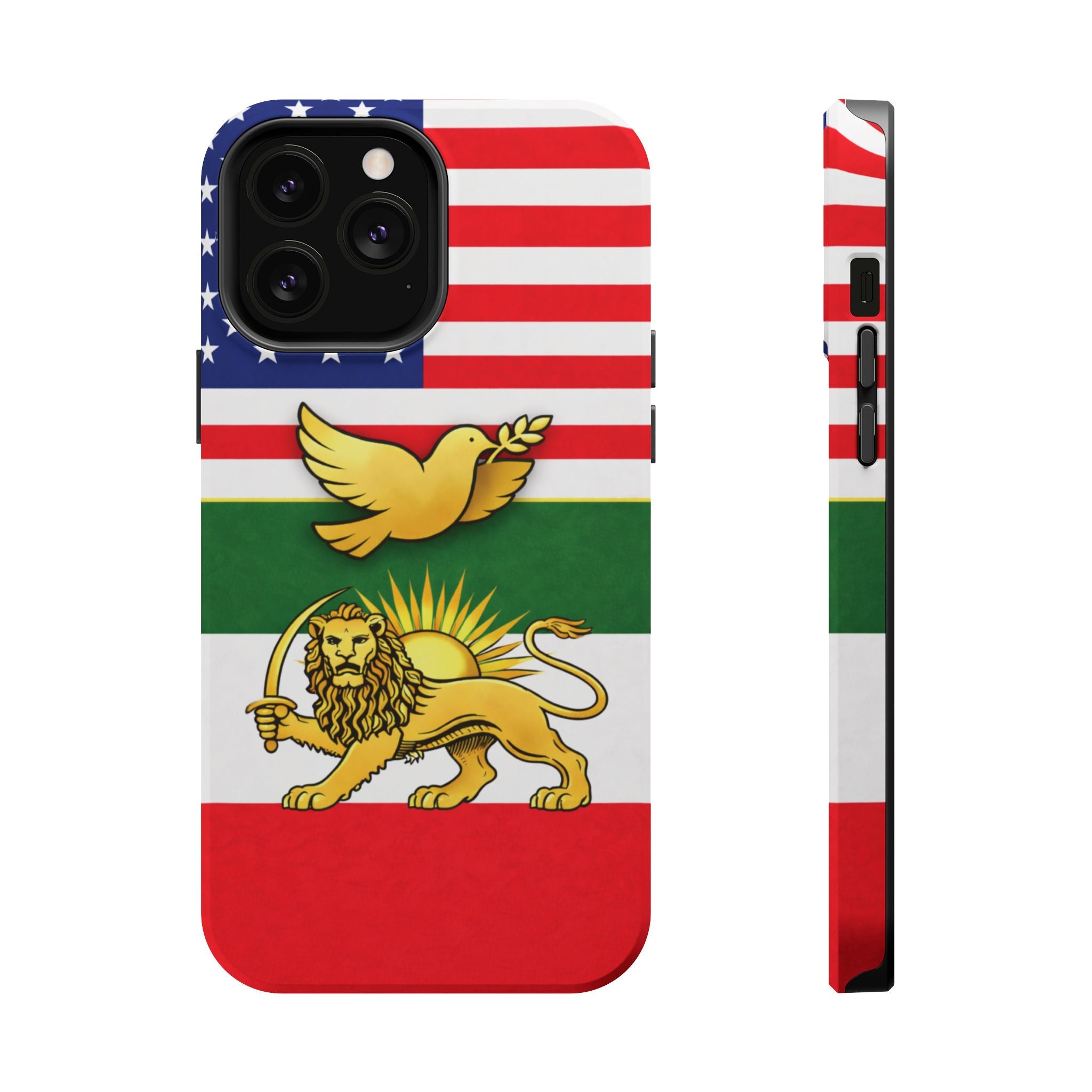 Persian Lion & Dove Magnetic Phone Case — Impact-Resistant iPhone Cover