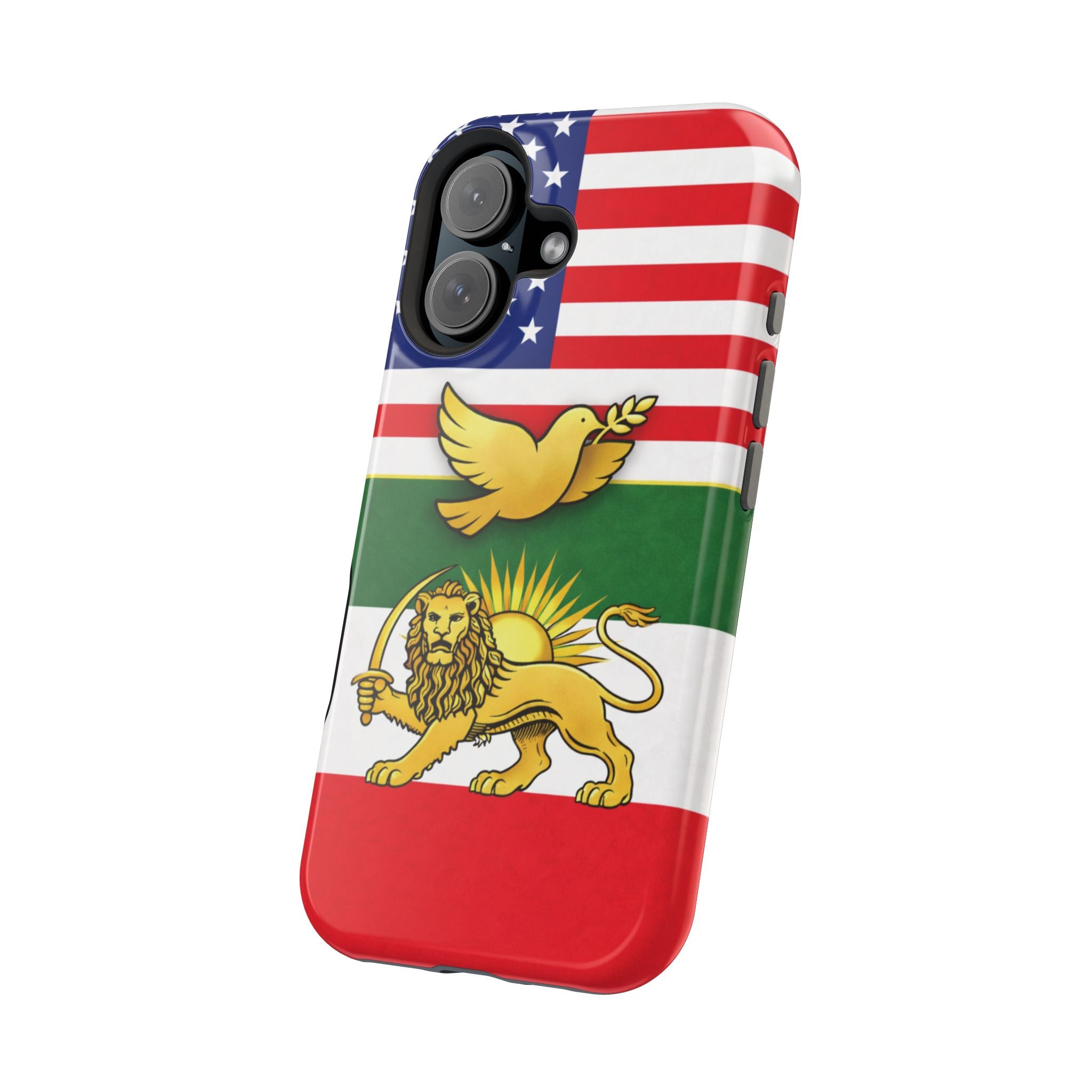 Persian Lion & Dove Magnetic Phone Case — Impact-Resistant iPhone Cover