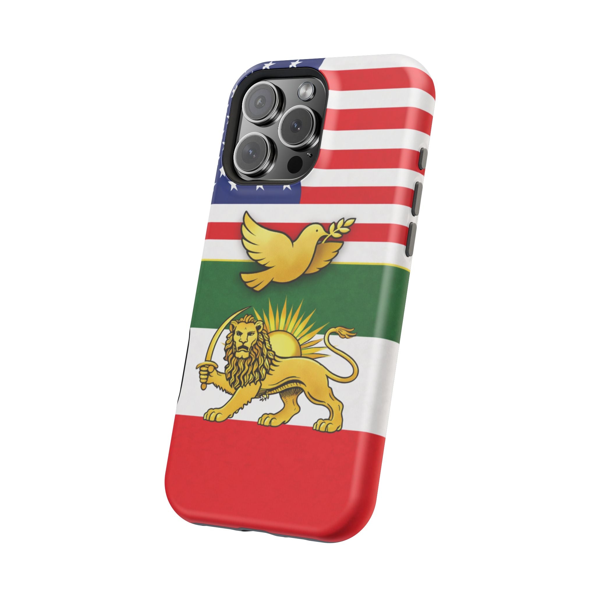 Persian Lion & Dove Magnetic Phone Case — Impact-Resistant iPhone Cover