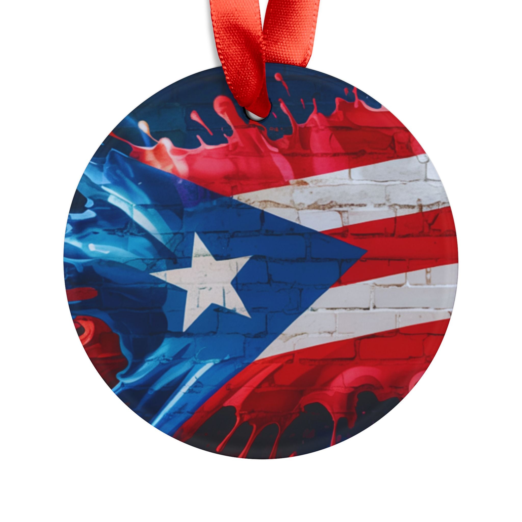 Personalized Ornament Puerto Rican Flag Coqui Frog.