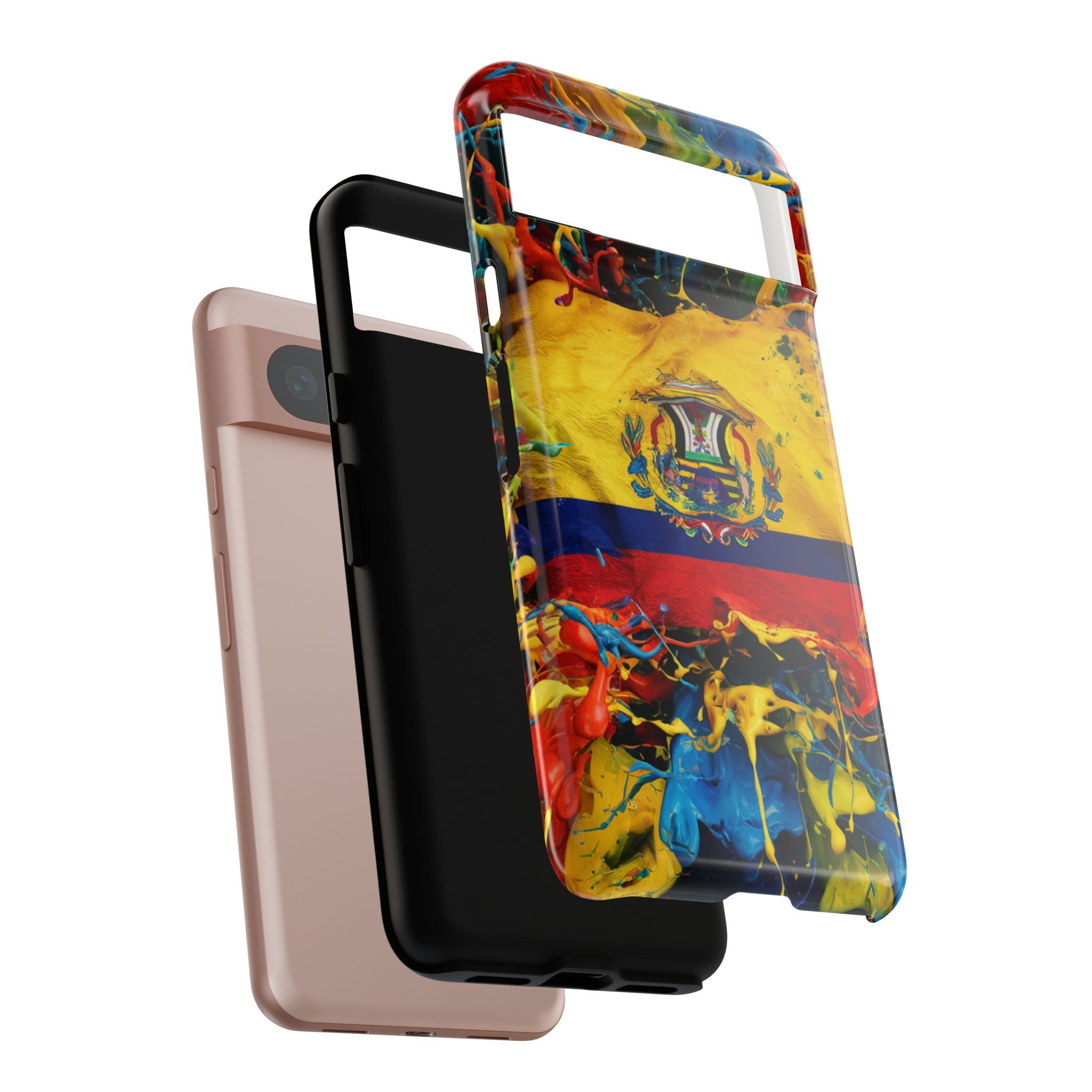Phone Case, Ecuadorian Flag Paint Splash Design For Samsung And Google Pixel