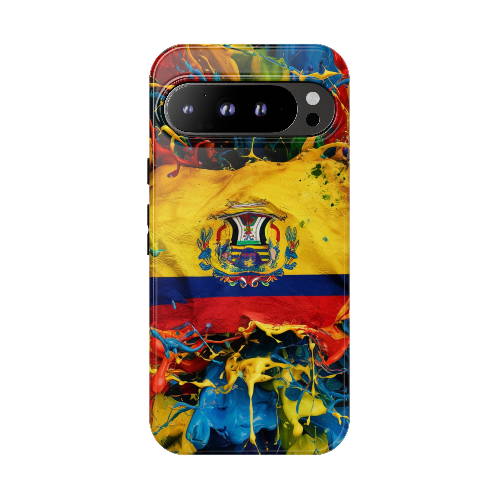 Phone Case, Ecuadorian Flag Paint Splash Design For Samsung And Google Pixel
