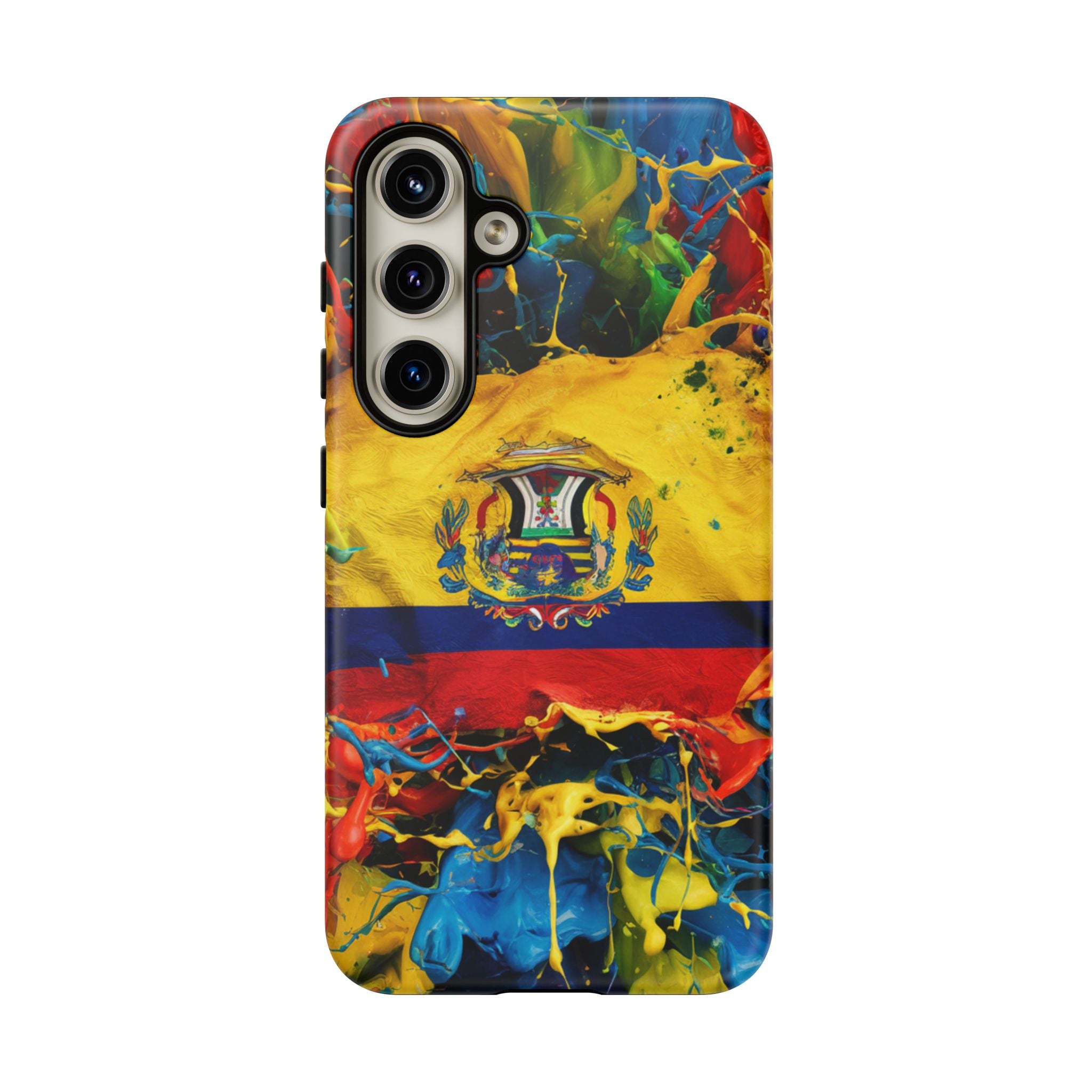 Phone Case, Ecuadorian Flag Paint Splash Design For Samsung And Google Pixel