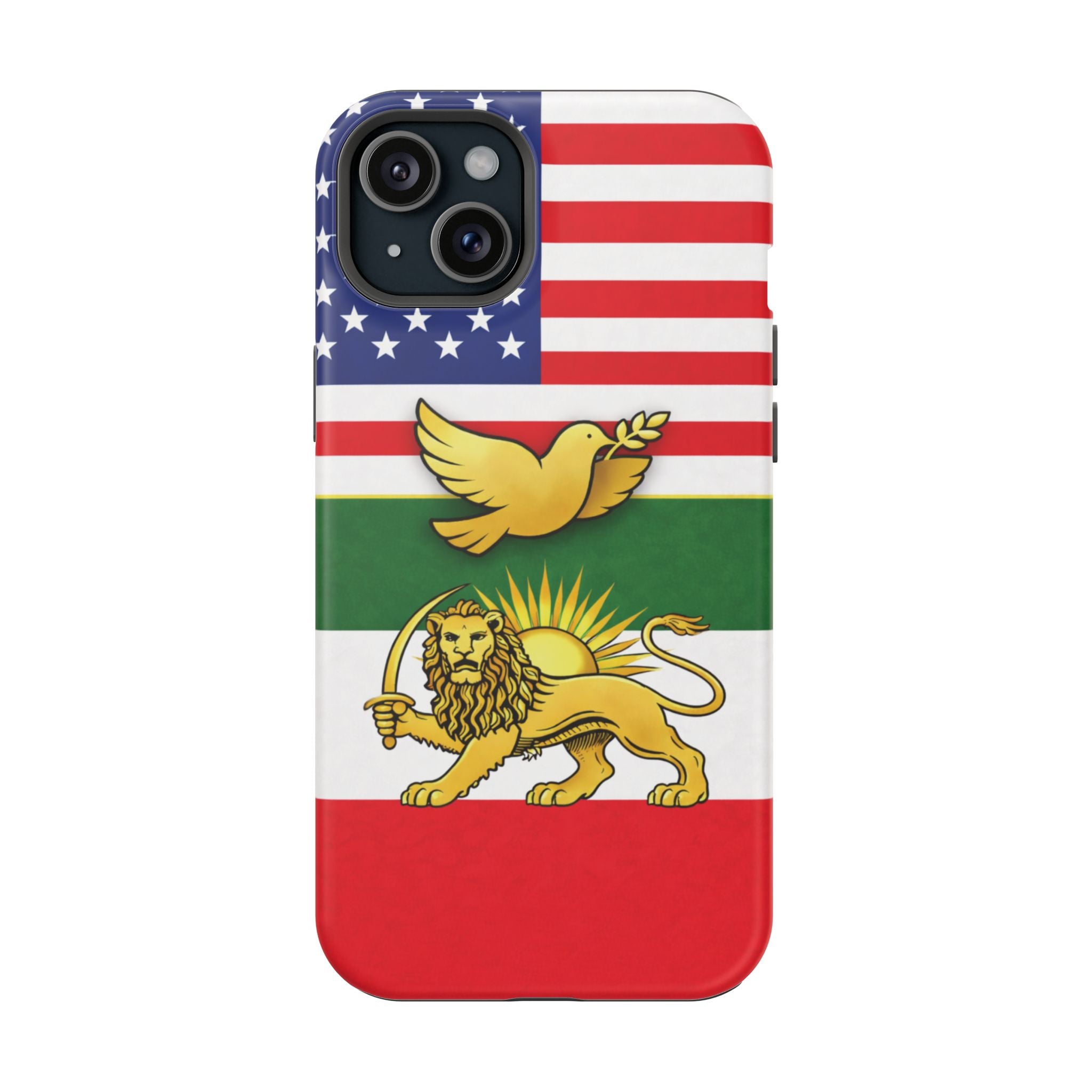 Persian Lion & Dove Magnetic Phone Case — Impact-Resistant iPhone Cover
