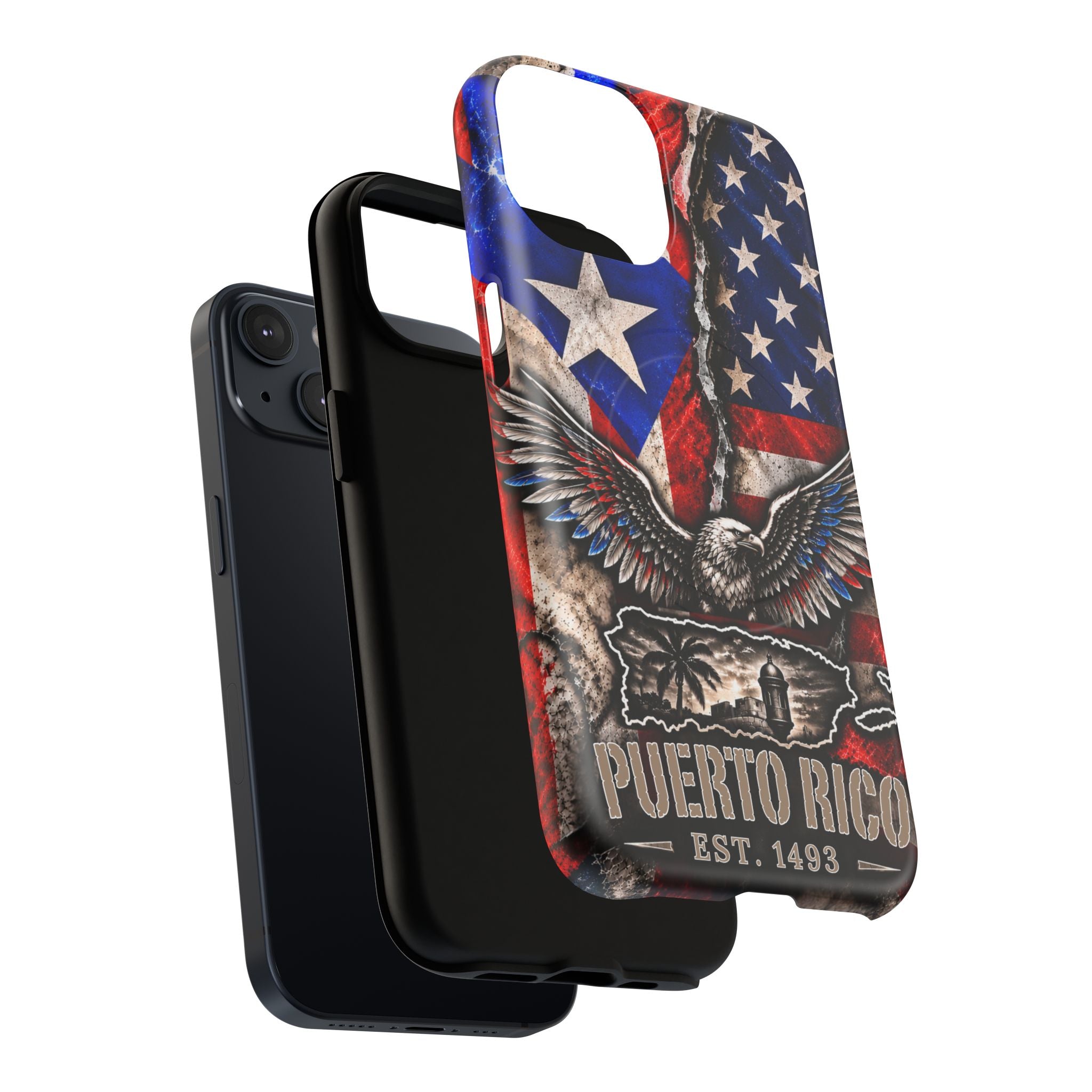 Puerto Rico Eagle Tough Magnetic Phone Case — Patriotic USA & PR Flag Design