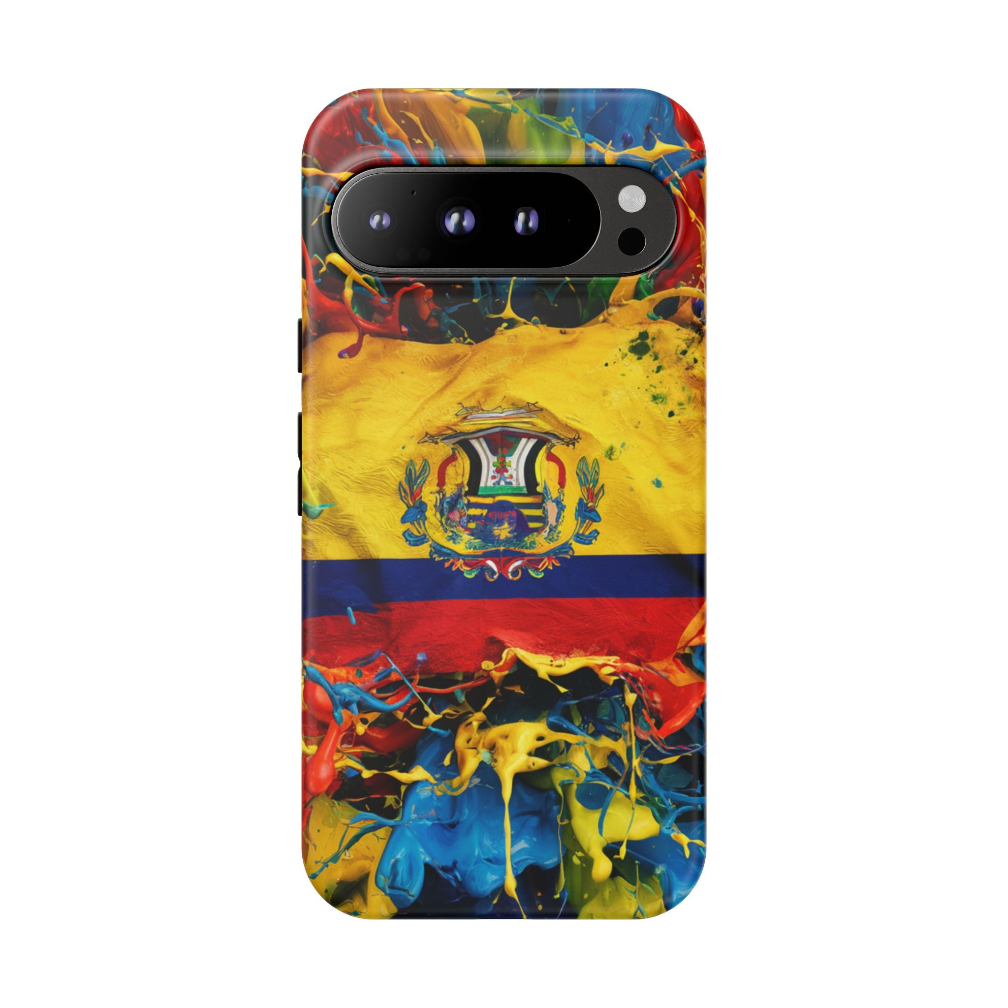 Phone Case, Ecuadorian Flag Paint Splash Design For Samsung And Google Pixel