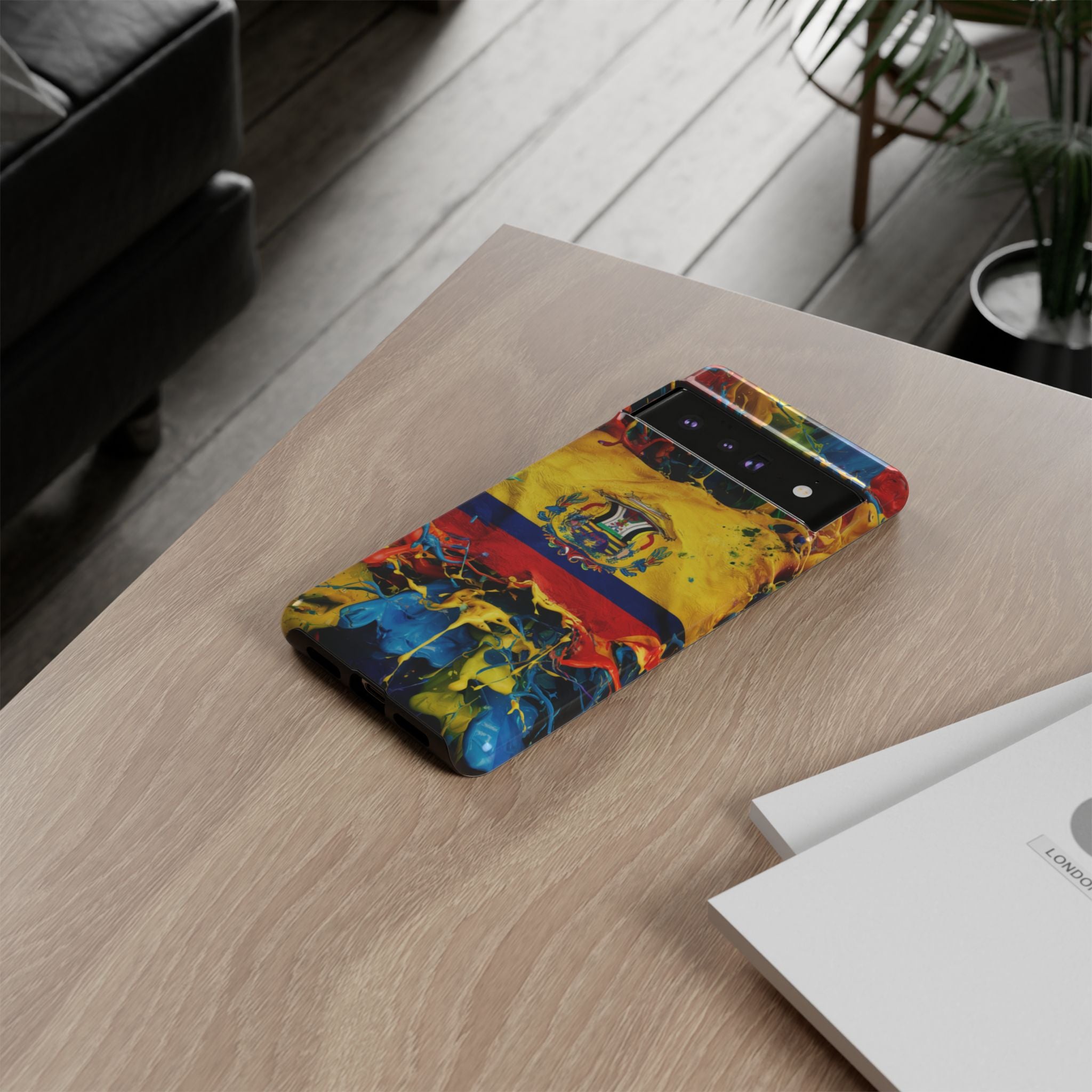 Phone Case, Ecuadorian Flag Paint Splash Design For Samsung And Google Pixel