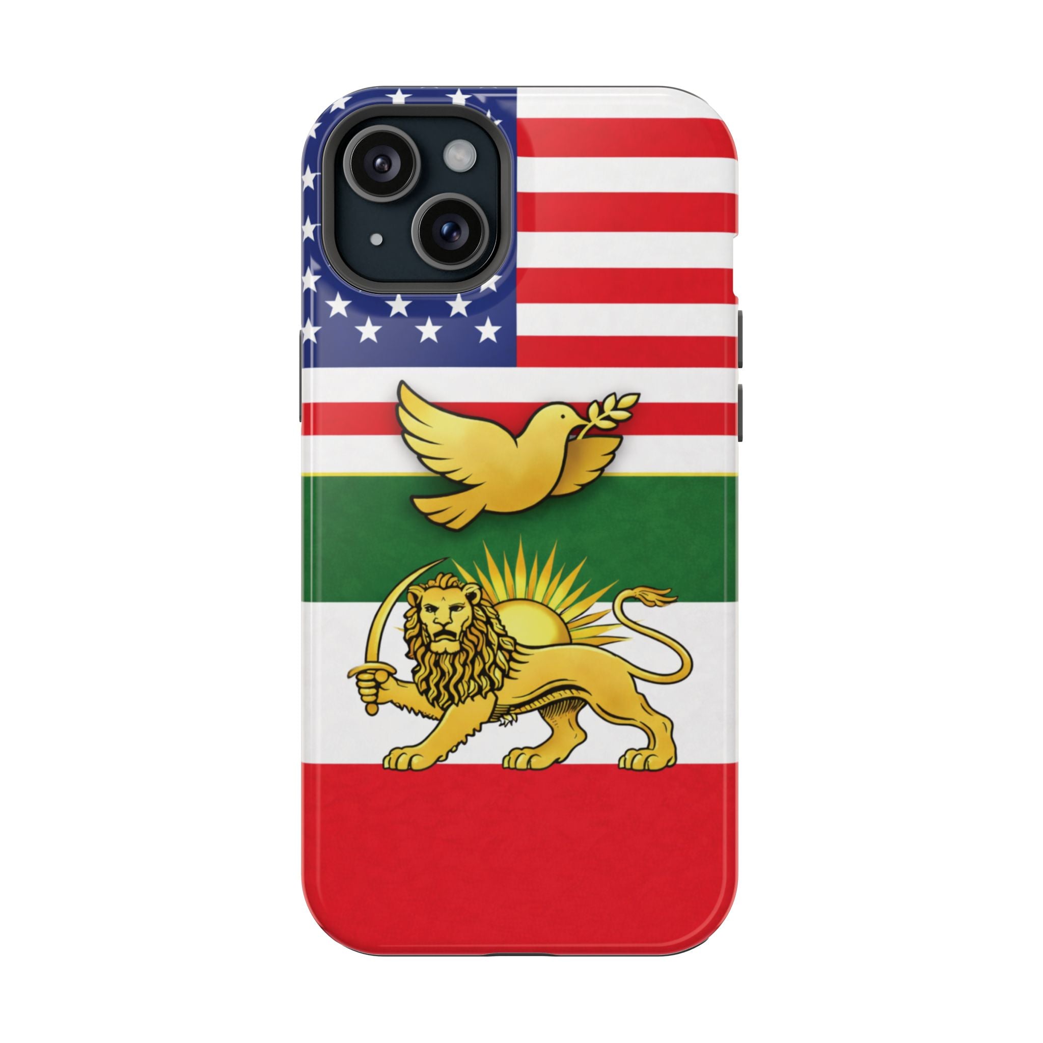 Persian Lion & Dove Magnetic Phone Case — Impact-Resistant iPhone Cover