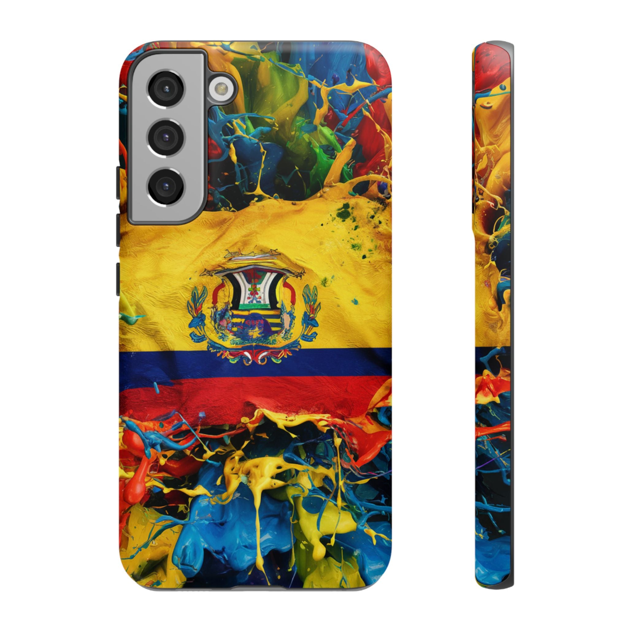 Phone Case, Ecuadorian Flag Paint Splash Design For Samsung And Google Pixel