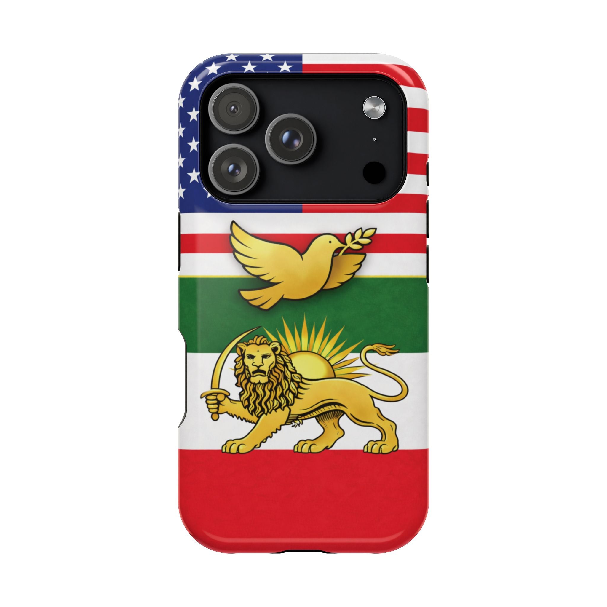 Persian Lion & Dove Magnetic Phone Case — Impact-Resistant iPhone Cover