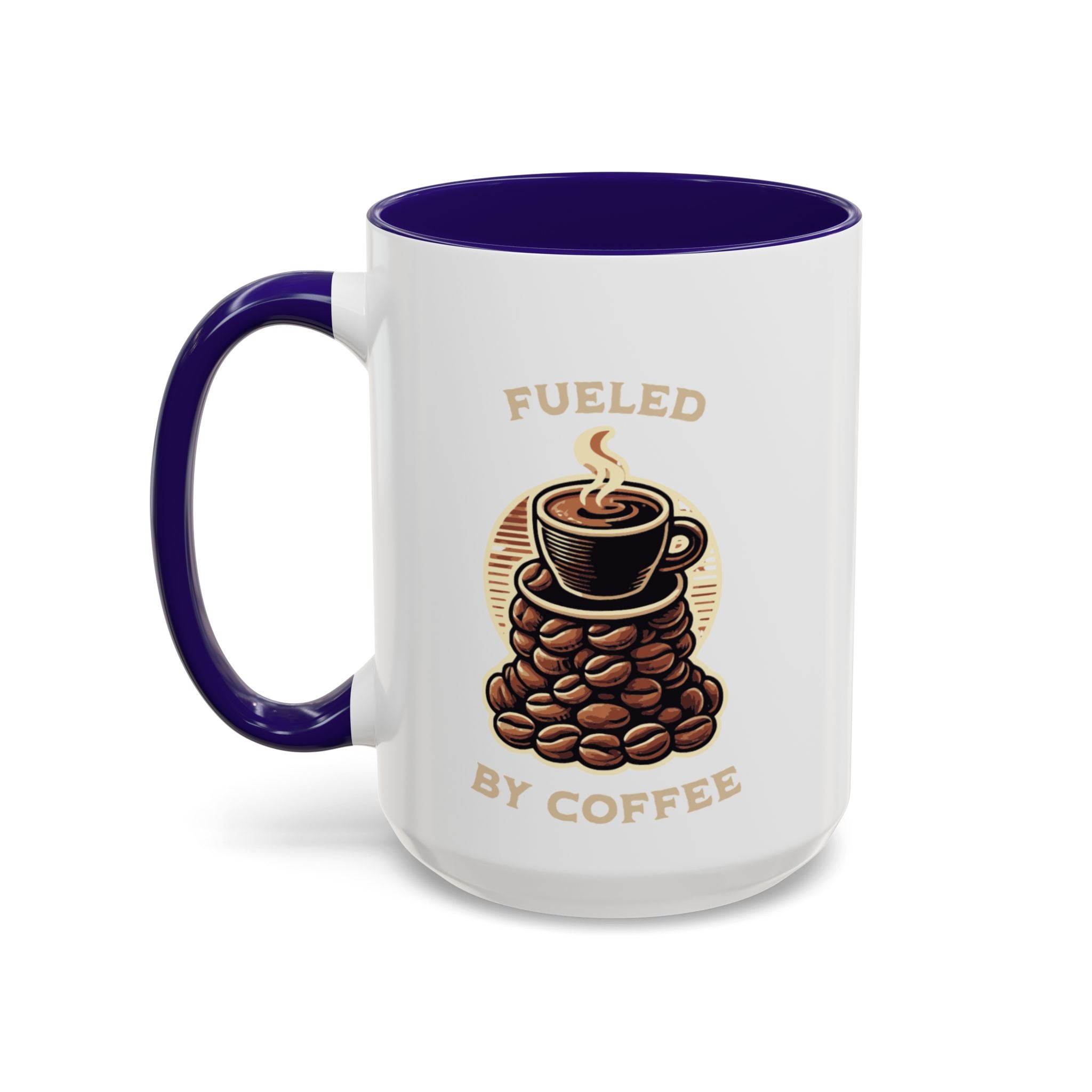 Fueled By Coffee 15oz Mug — Colorful Ceramic Coffee Cup