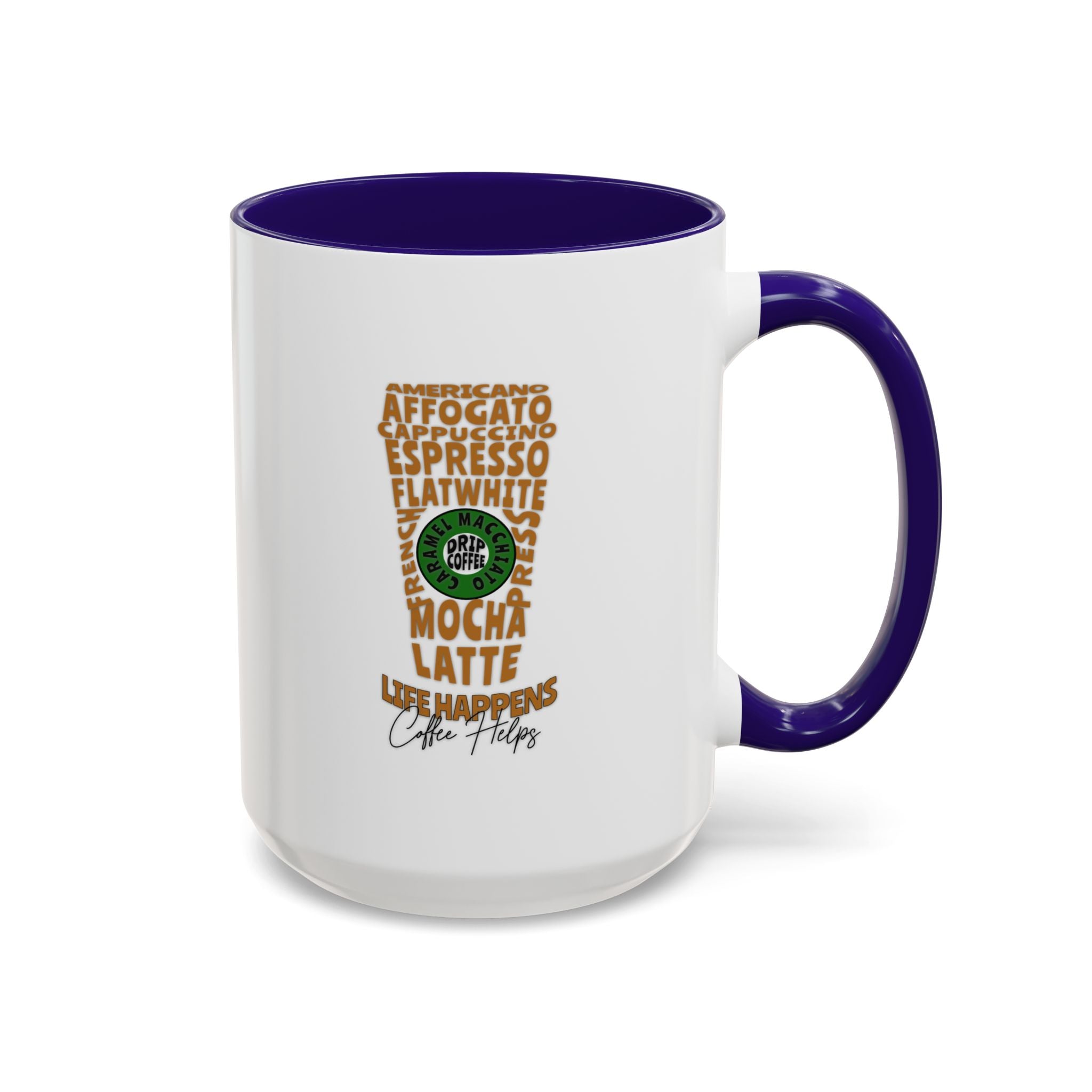 Coffee Word Art Mug — 15oz Typography Coffee Cup