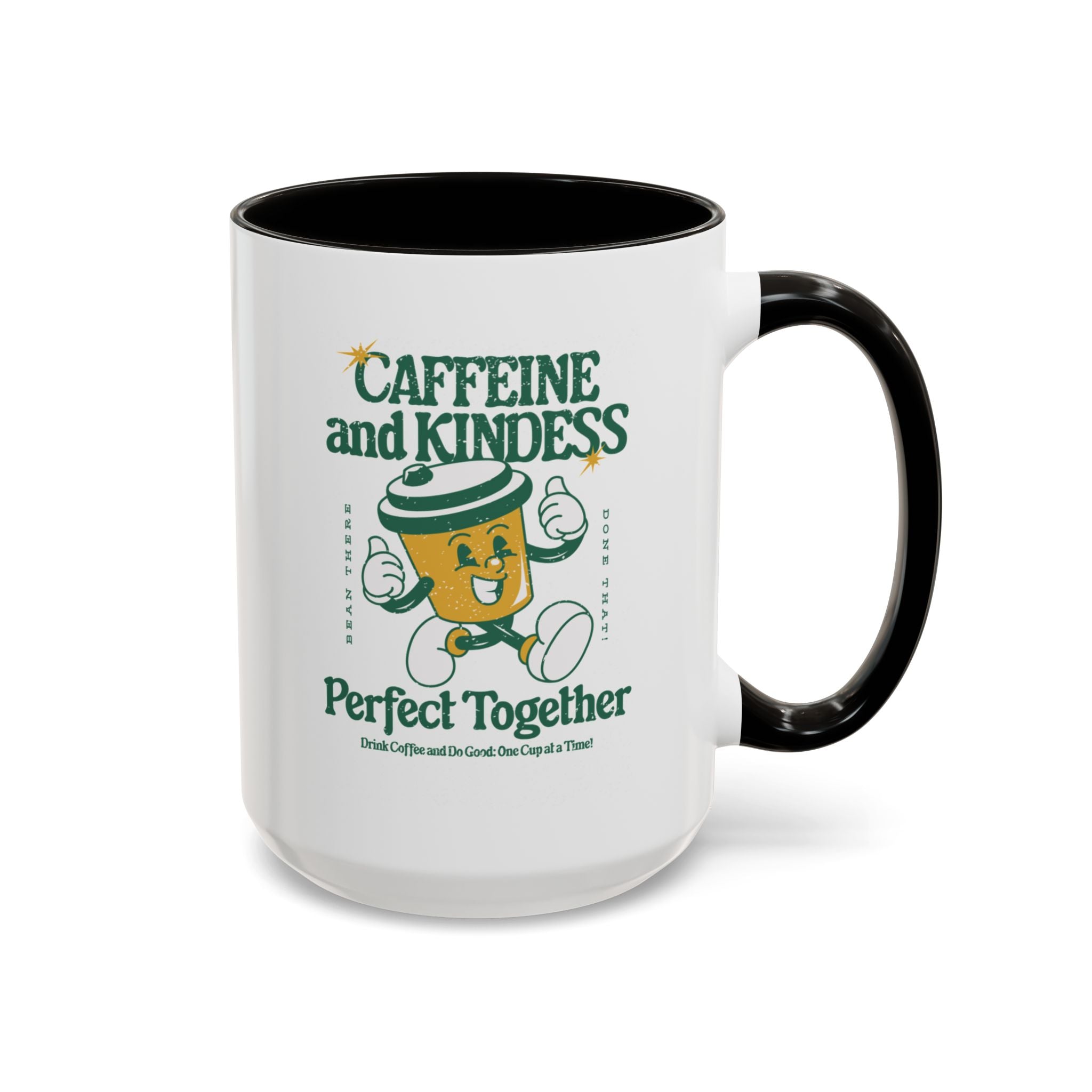 Caffeine and Kindness 15oz Coffee Mug — Colorful Ceramic Mug