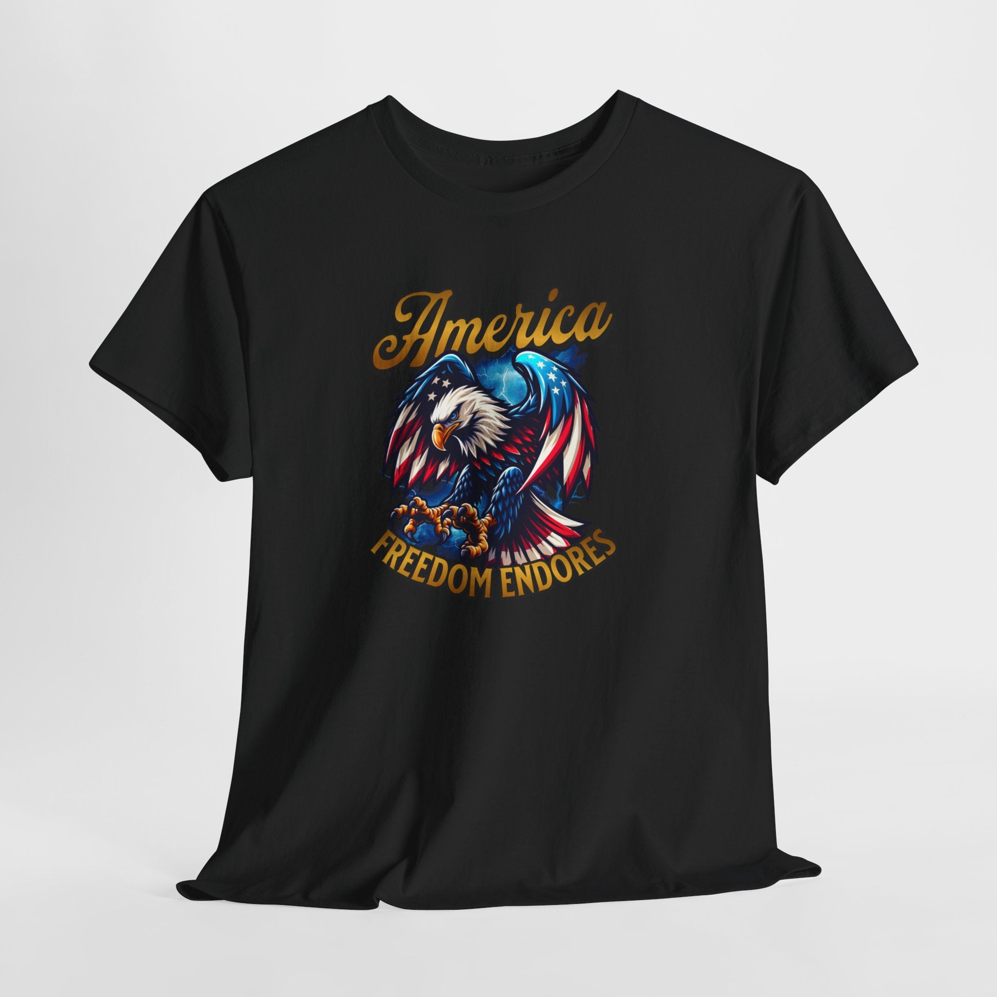 America Eagle T-Shirt - "Freedom Endures" Patriotic Bald Eagle Tee