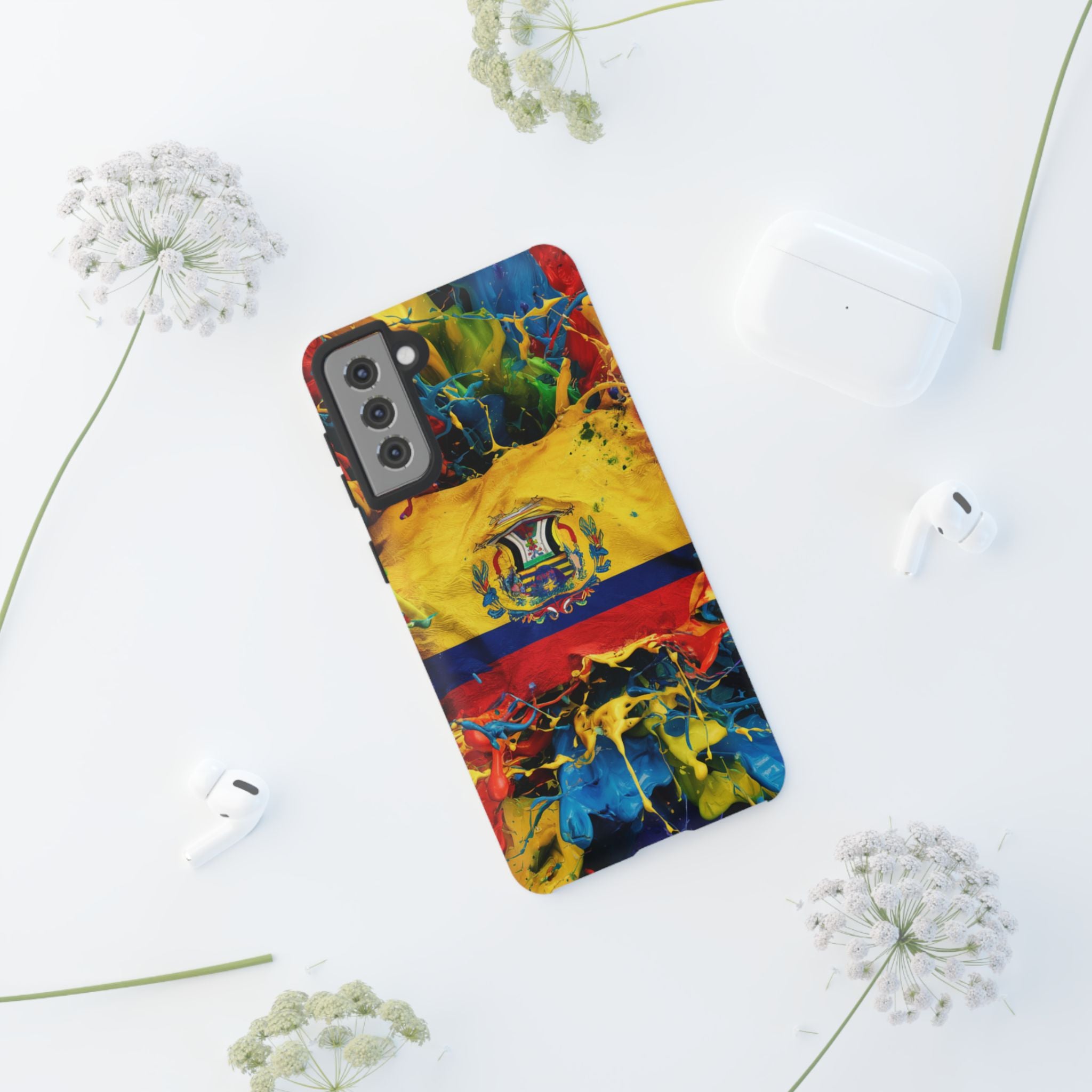 Phone Case, Ecuadorian Flag Paint Splash Design For Samsung And Google Pixel