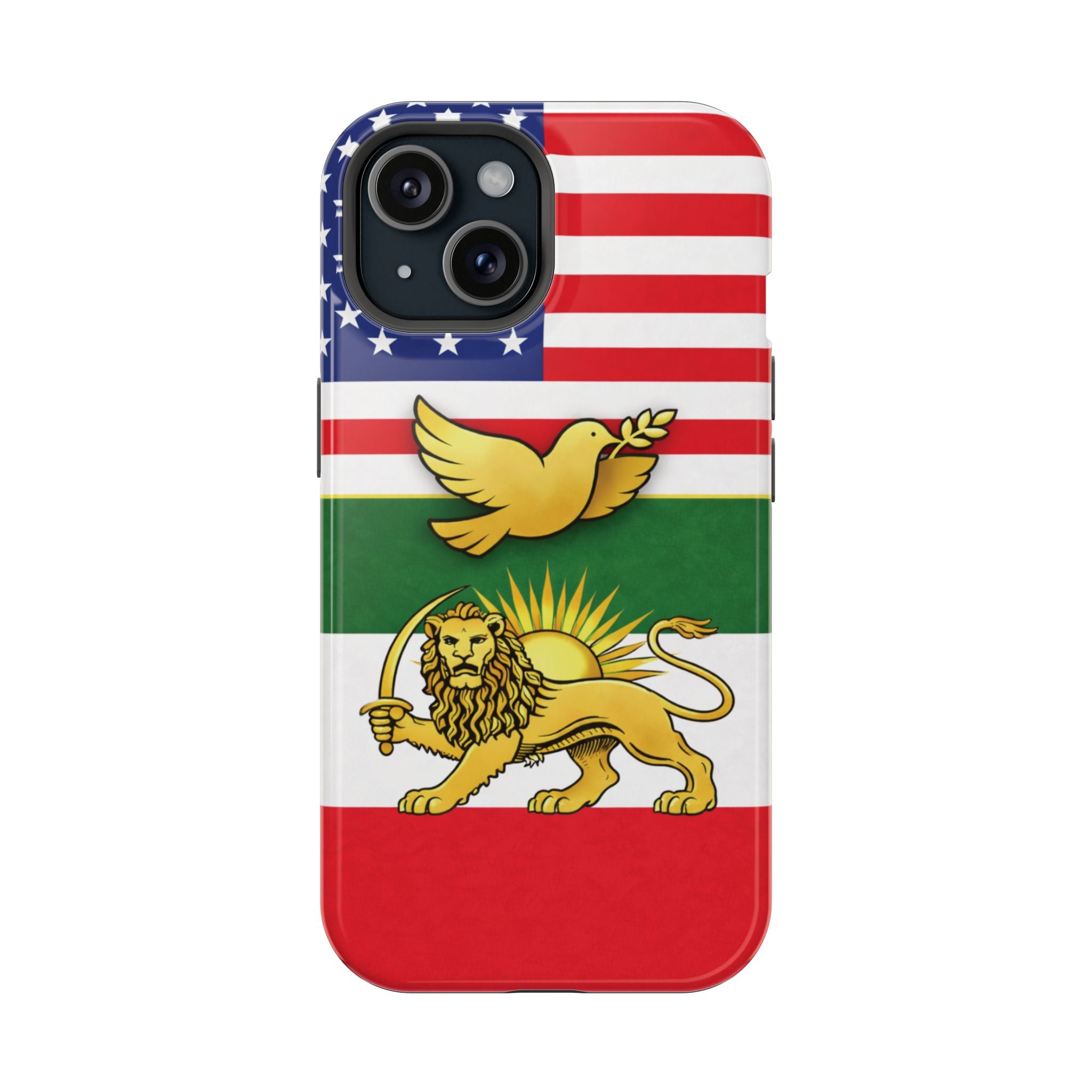 Persian Lion & Dove Magnetic Phone Case — Impact-Resistant iPhone Cover