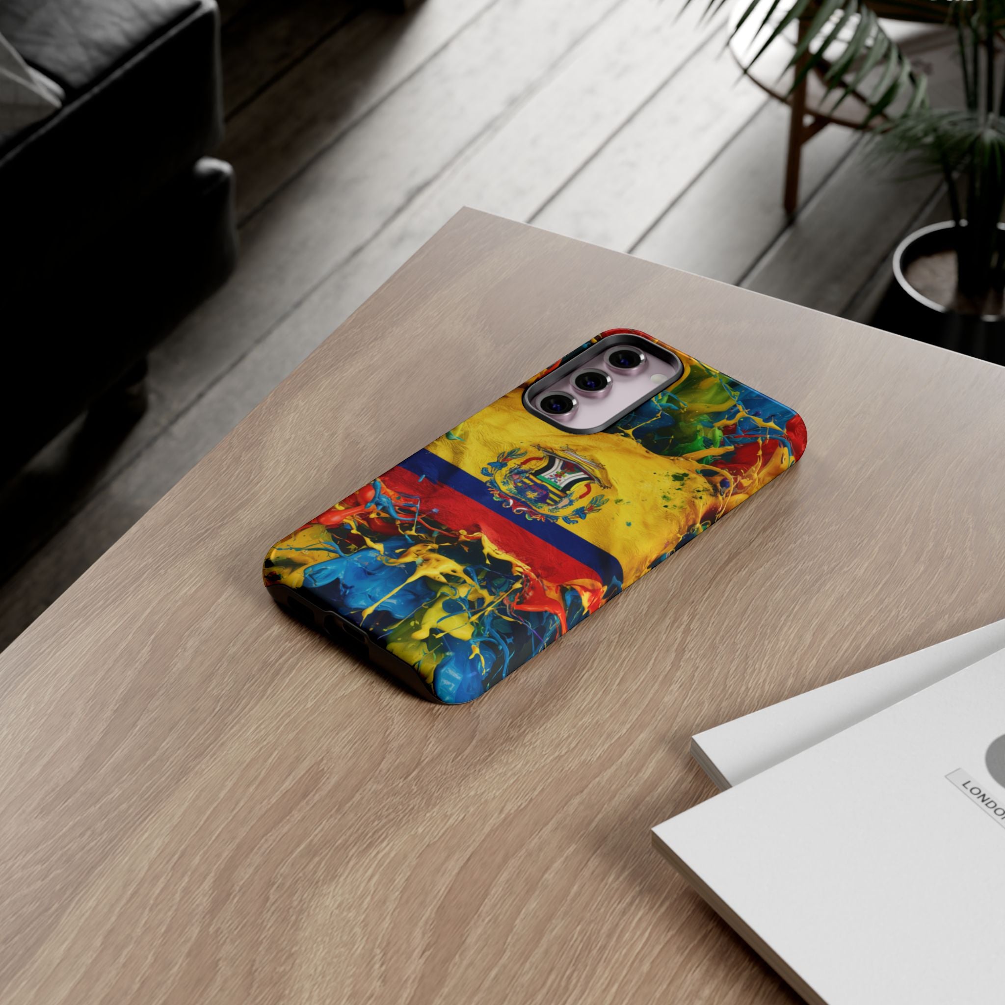 Phone Case, Ecuadorian Flag Paint Splash Design For Samsung And Google Pixel