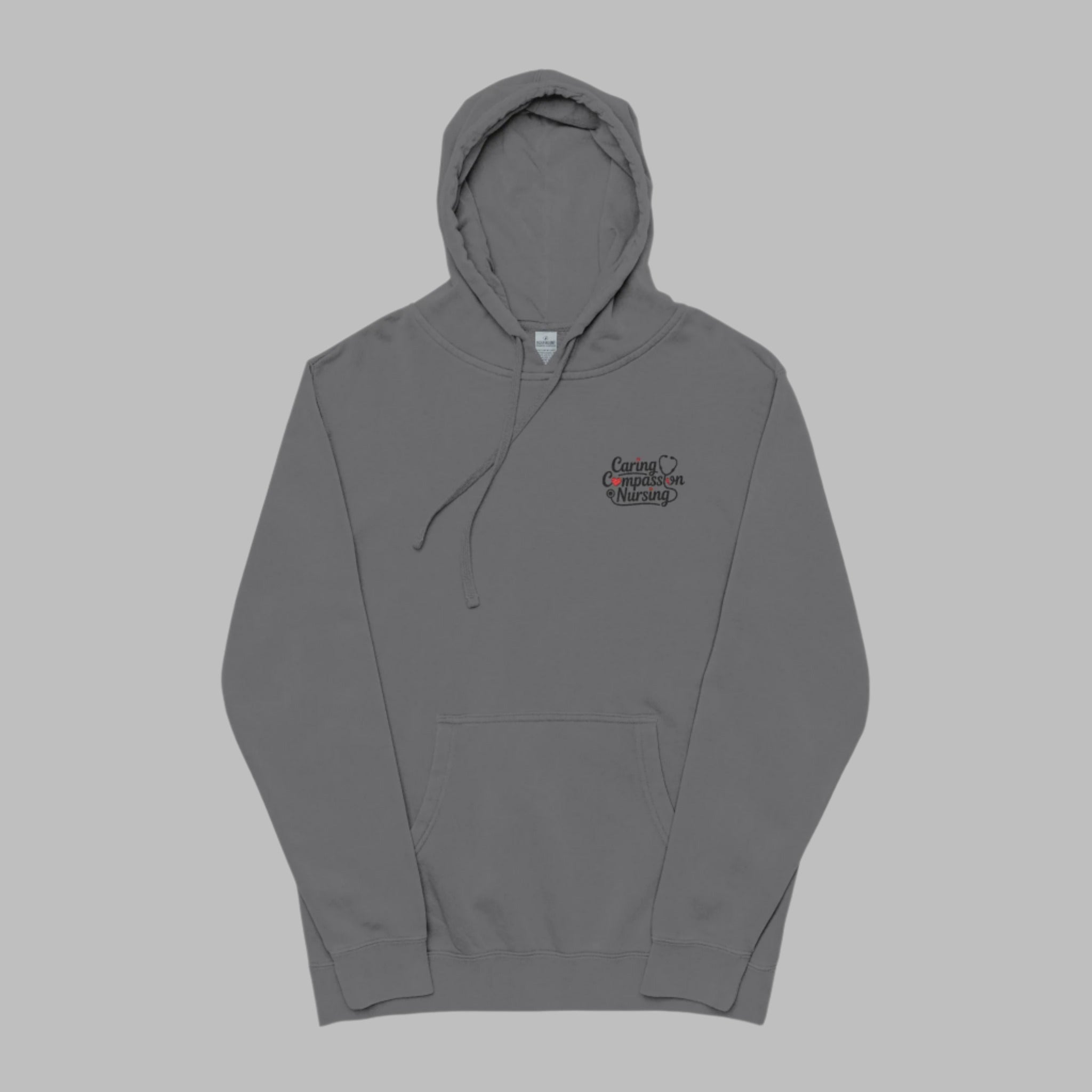 Embroidered Unisex Hoodie with 'Caring Compassion Nursing'